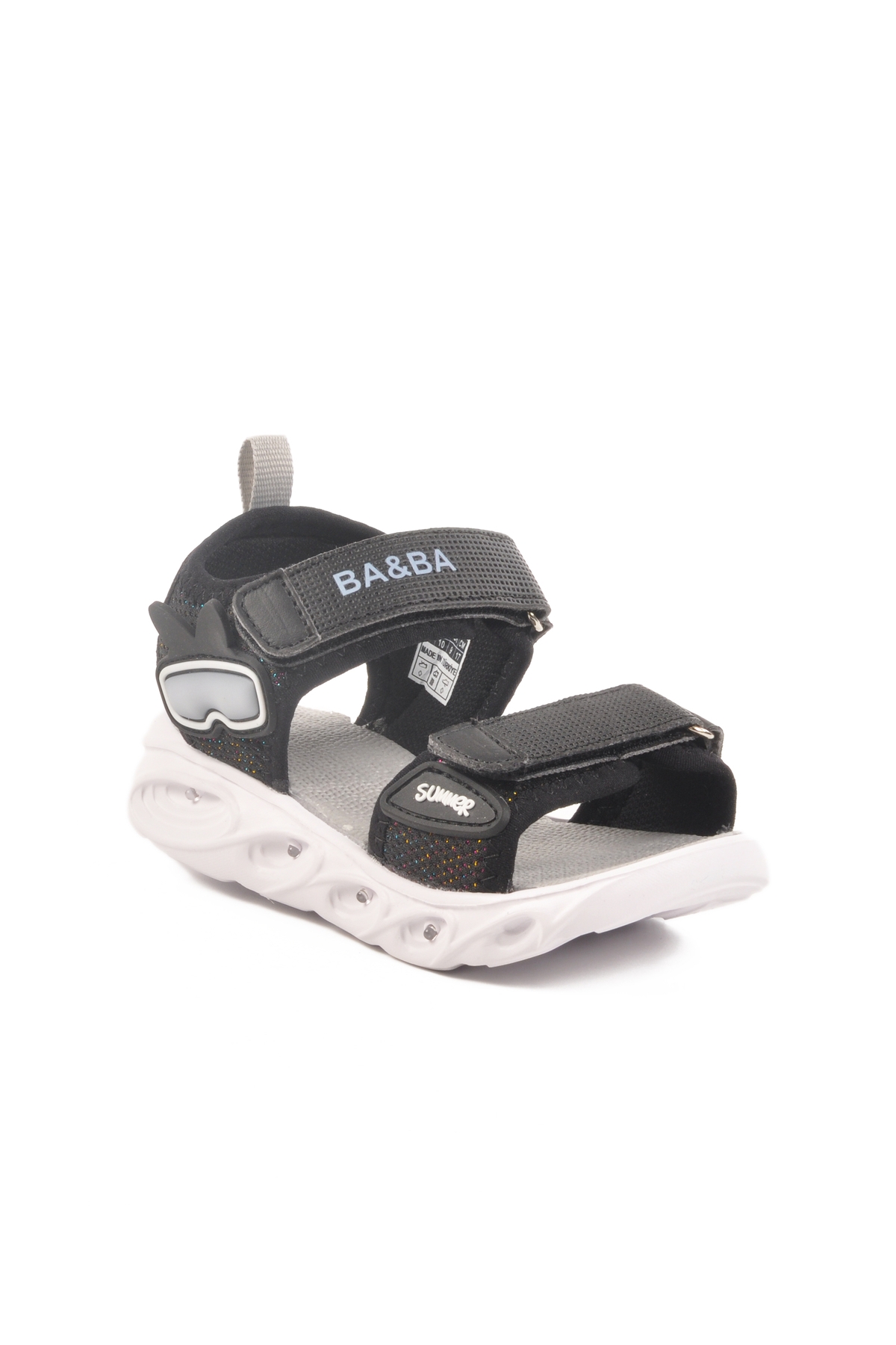 Siyah Cırtlı Işıklı Erkek Çocuk Spor Sandalet 018127 P - Görsel 4