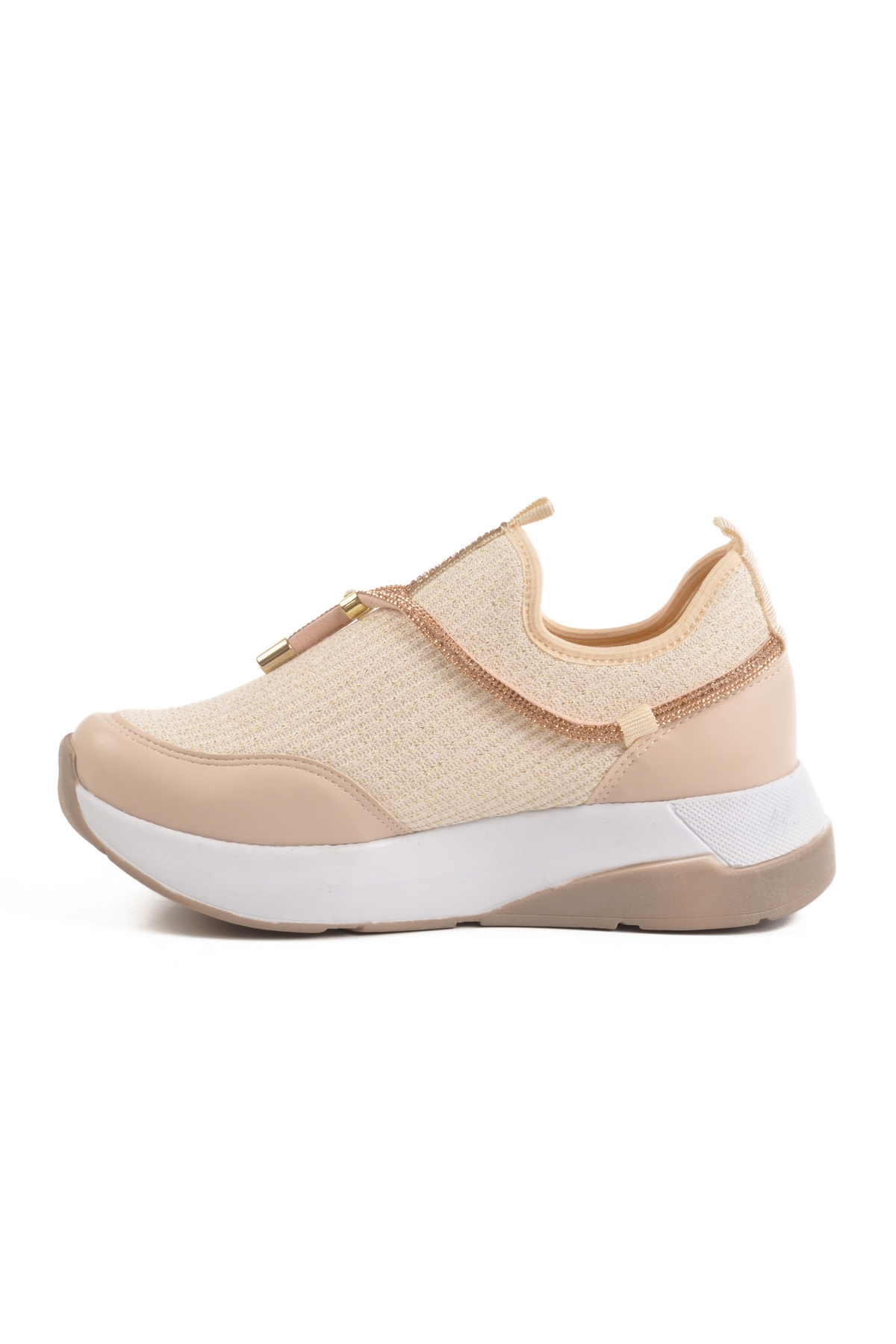 Bej Anorak Taş İşlemeli Kadın Casual Ayakkabı 702498 Z - Görsel 3