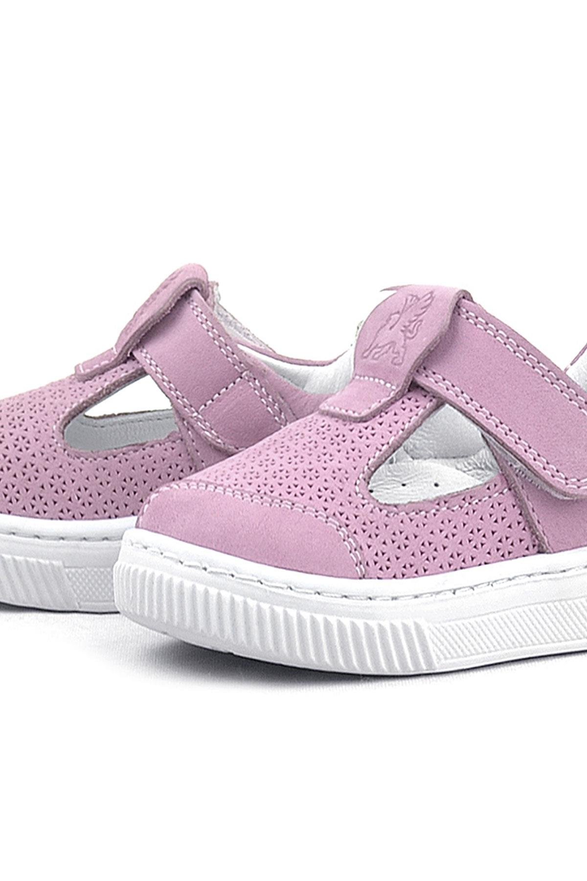 Bheem Hakiki Deri Pudra Cırtlı Bebek Sneaker Sandalet - Görsel 6