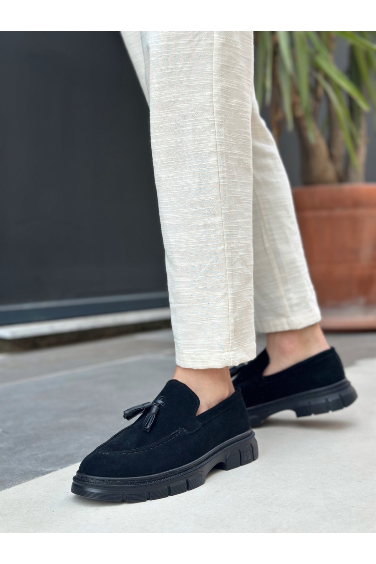 Püsküllü Erkek Casual Ayakkabı SİYAH SÜET (SİYAH TABAN) - Görsel 3