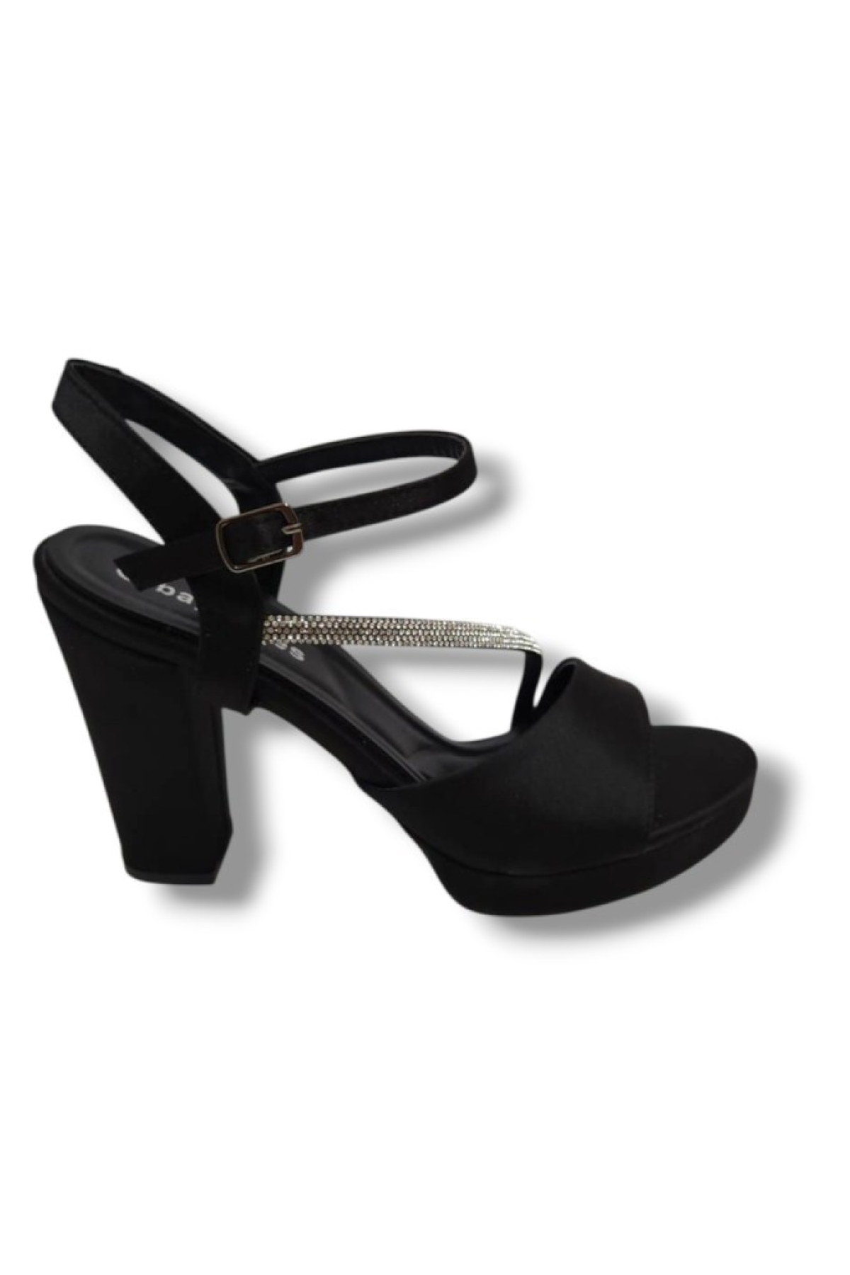 341-25 Saten Şerit Taşlı Yüksek Topuk Kadın Sandalet - Görsel 3