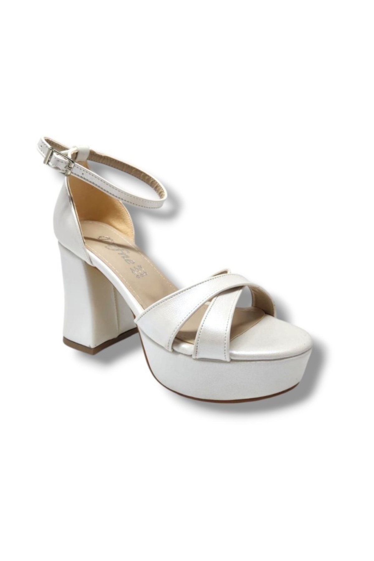 787-25 Deri Çapraz Bant Kalın Topuk(10cm) Anatomik Kadın Sandalet - Görsel 2