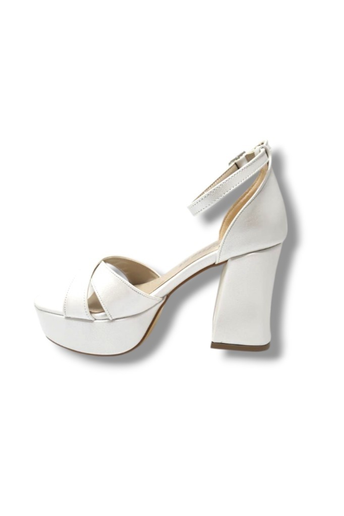 787-25 Deri Çapraz Bant Kalın Topuk(10cm) Anatomik Kadın Sandalet - Görsel 4