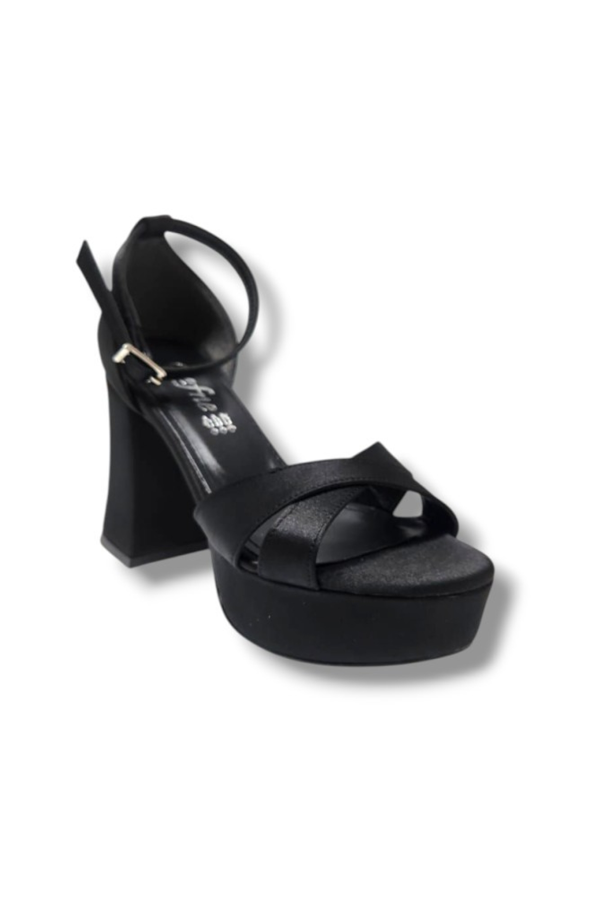 787-25 Saten Çapraz Bant Kalın Topuk(10cm) Anatomik Kadın Sandalet - Görsel 2