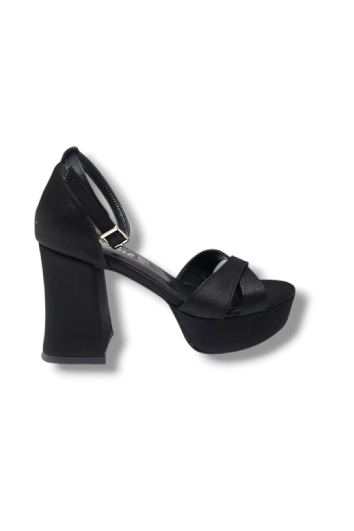 787-25 Saten Çapraz Bant Kalın Topuk(10cm) Anatomik Kadın Sandalet - Görsel 3