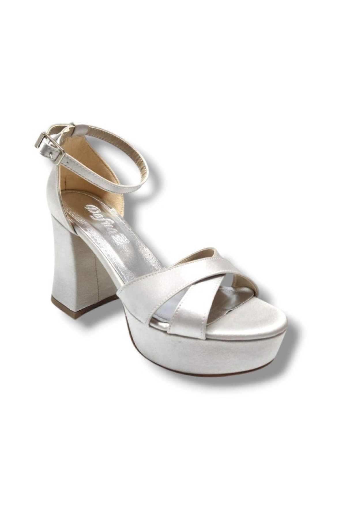787-25 Saten Çapraz Bant Kalın Topuk(10cm) Anatomik Kadın Sandalet - Görsel 2