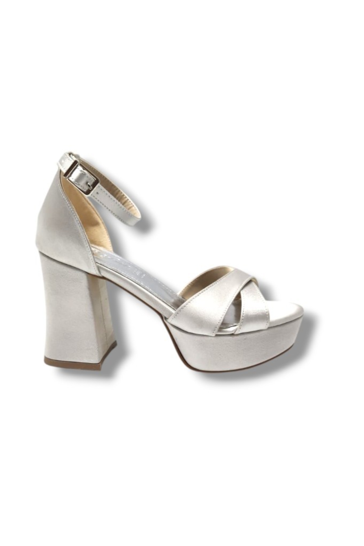 787-25 Saten Çapraz Bant Kalın Topuk(10cm) Anatomik Kadın Sandalet - Görsel 3