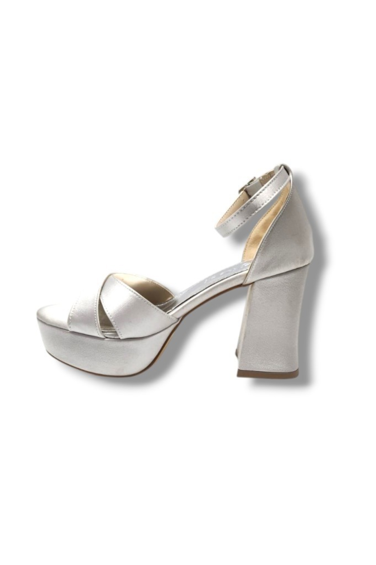 787-25 Saten Çapraz Bant Kalın Topuk(10cm) Anatomik Kadın Sandalet - Görsel 4