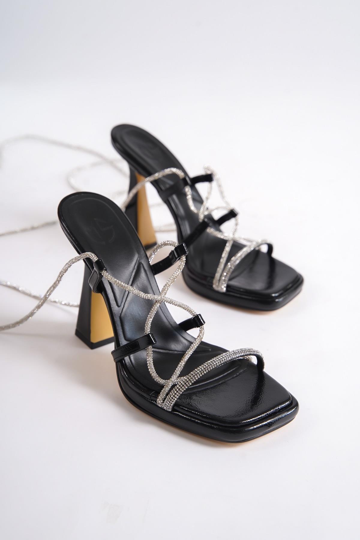 Serra Siyah Taşlı Yüksek Platform Topuklu Abiye Ayakkabı - Görsel 5