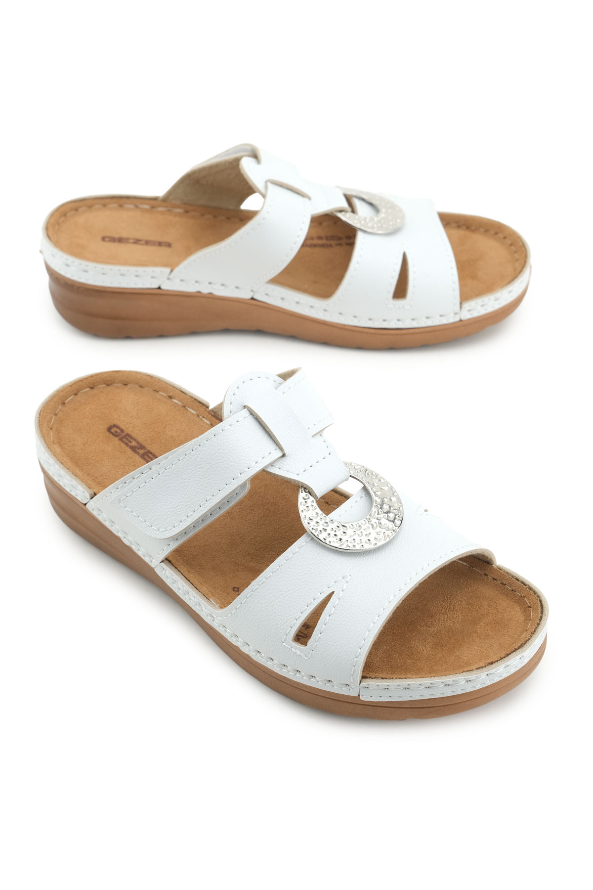 Yazlık Kadın Suni Deri Koleksiyon Cırtlı Ayarlanabilir Terlik - Görsel 2