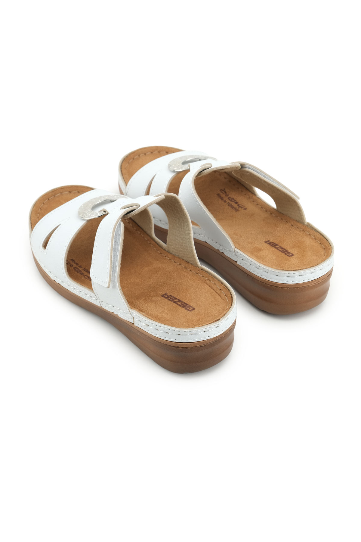 Yazlık Kadın Suni Deri Koleksiyon Cırtlı Ayarlanabilir Terlik - Görsel 5