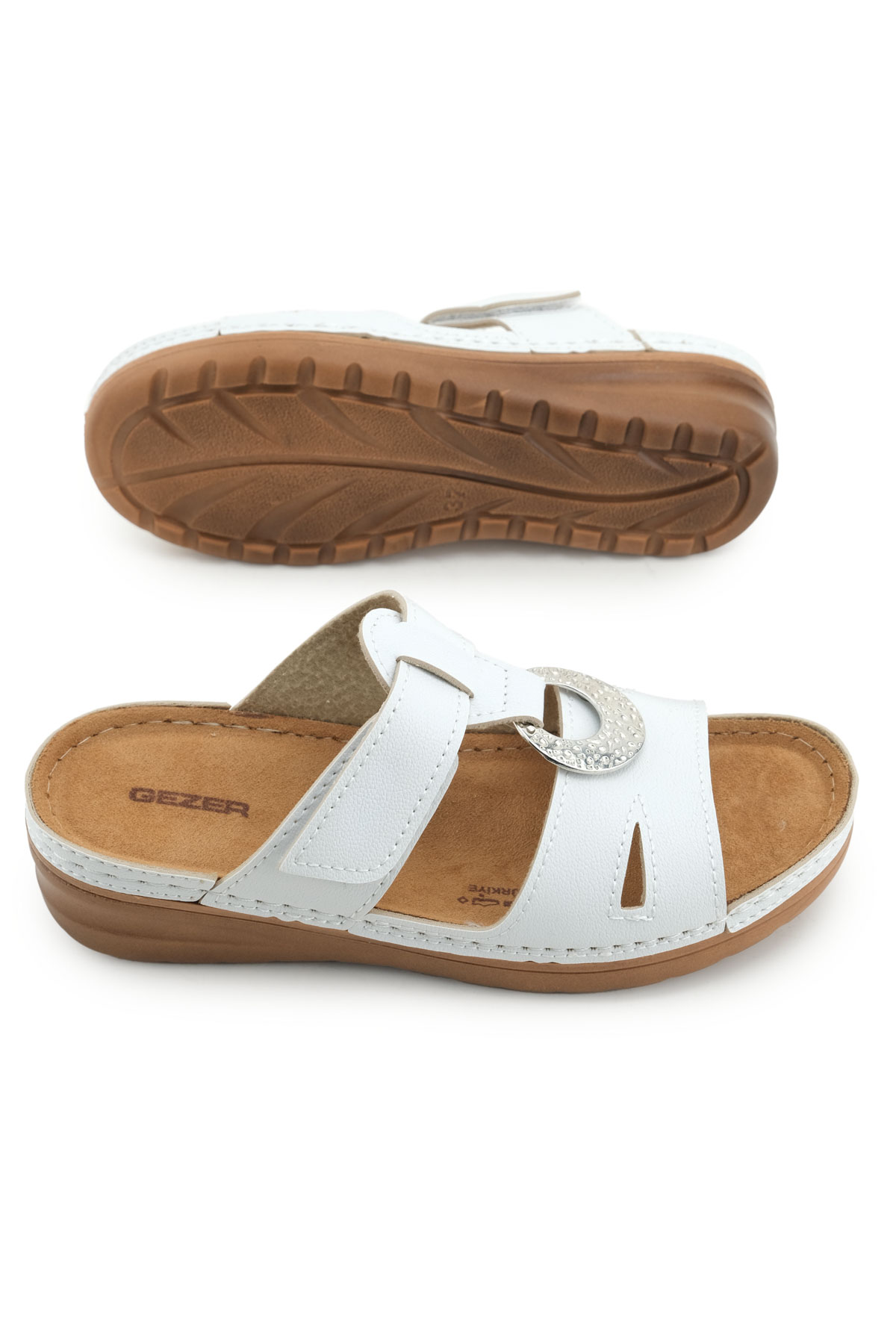 Yazlık Kadın Suni Deri Koleksiyon Cırtlı Ayarlanabilir Terlik - Görsel 6