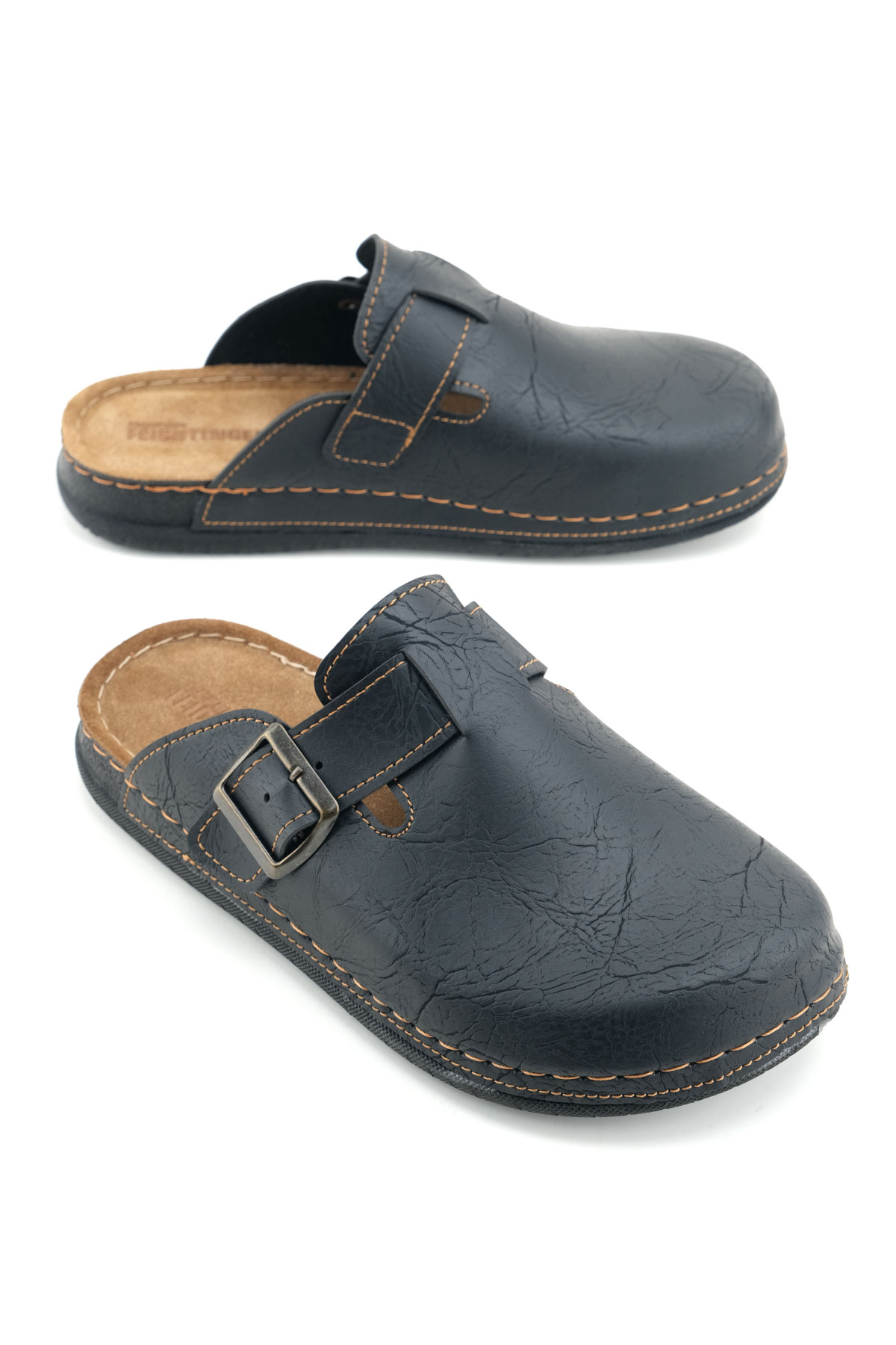 Erkek İç Taban Hakiki Deri Tek Toka Ayarlanabilir Ev Bahçe Günlük Terlik - Görsel 2