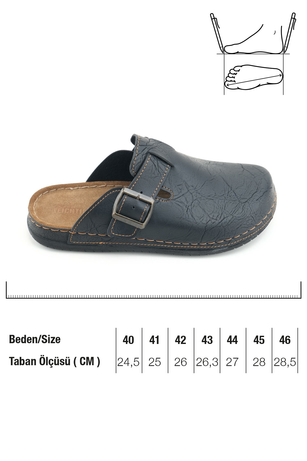 Erkek İç Taban Hakiki Deri Tek Toka Ayarlanabilir Ev Bahçe Günlük Terlik - Görsel 3