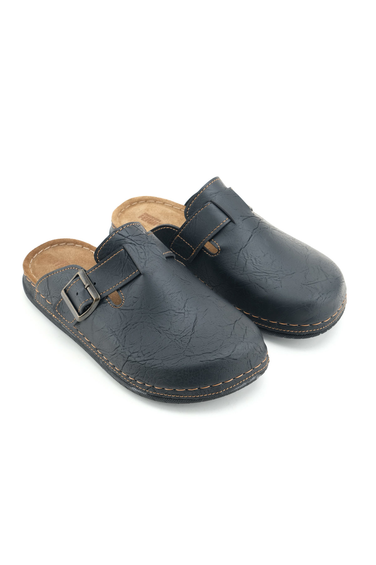 Erkek İç Taban Hakiki Deri Tek Toka Ayarlanabilir Ev Bahçe Günlük Terlik - Görsel 4