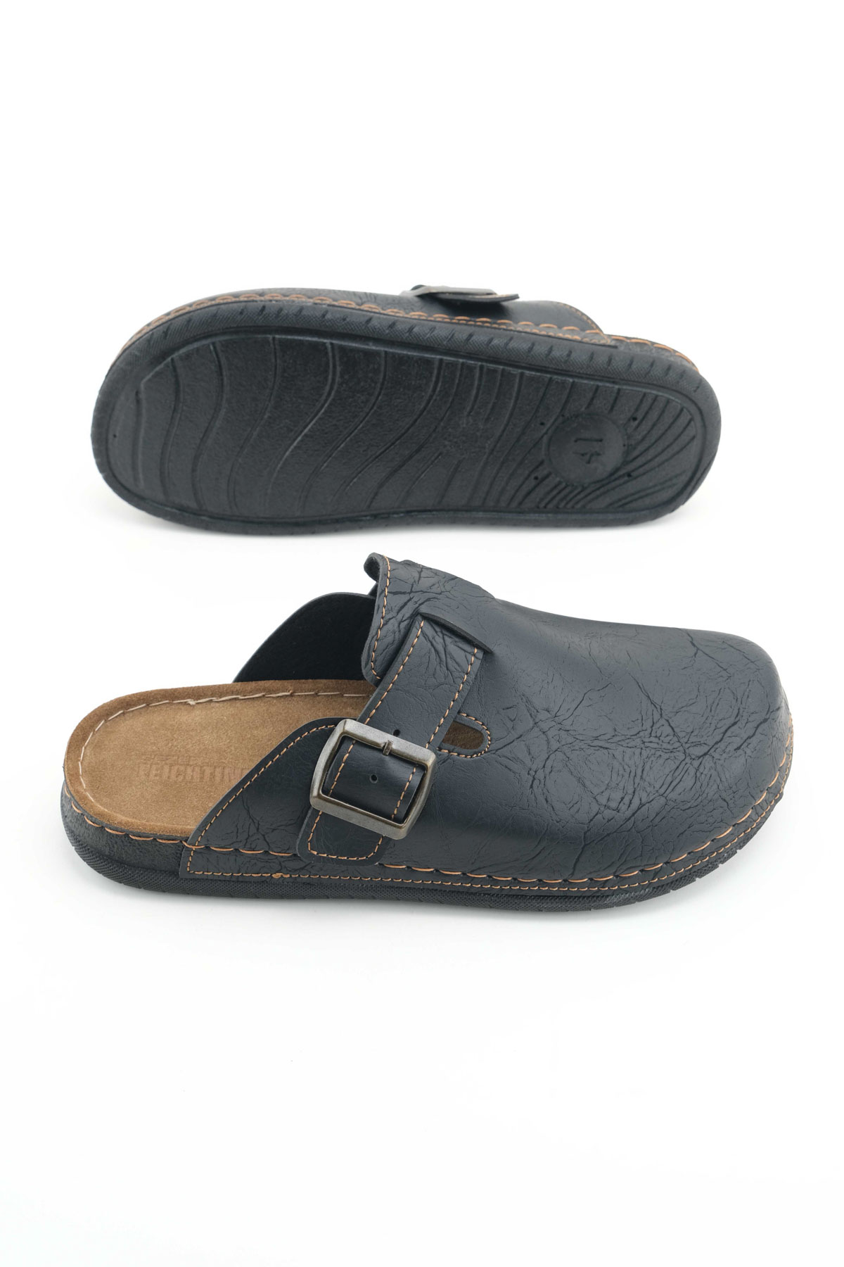 Erkek İç Taban Hakiki Deri Tek Toka Ayarlanabilir Ev Bahçe Günlük Terlik - Görsel 6