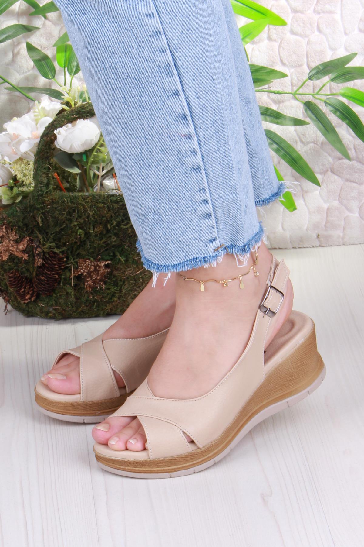 06 Ceyn Anatomik Rahat Hafif Dolgu Topuk Kadın Sandalet - Görsel 3