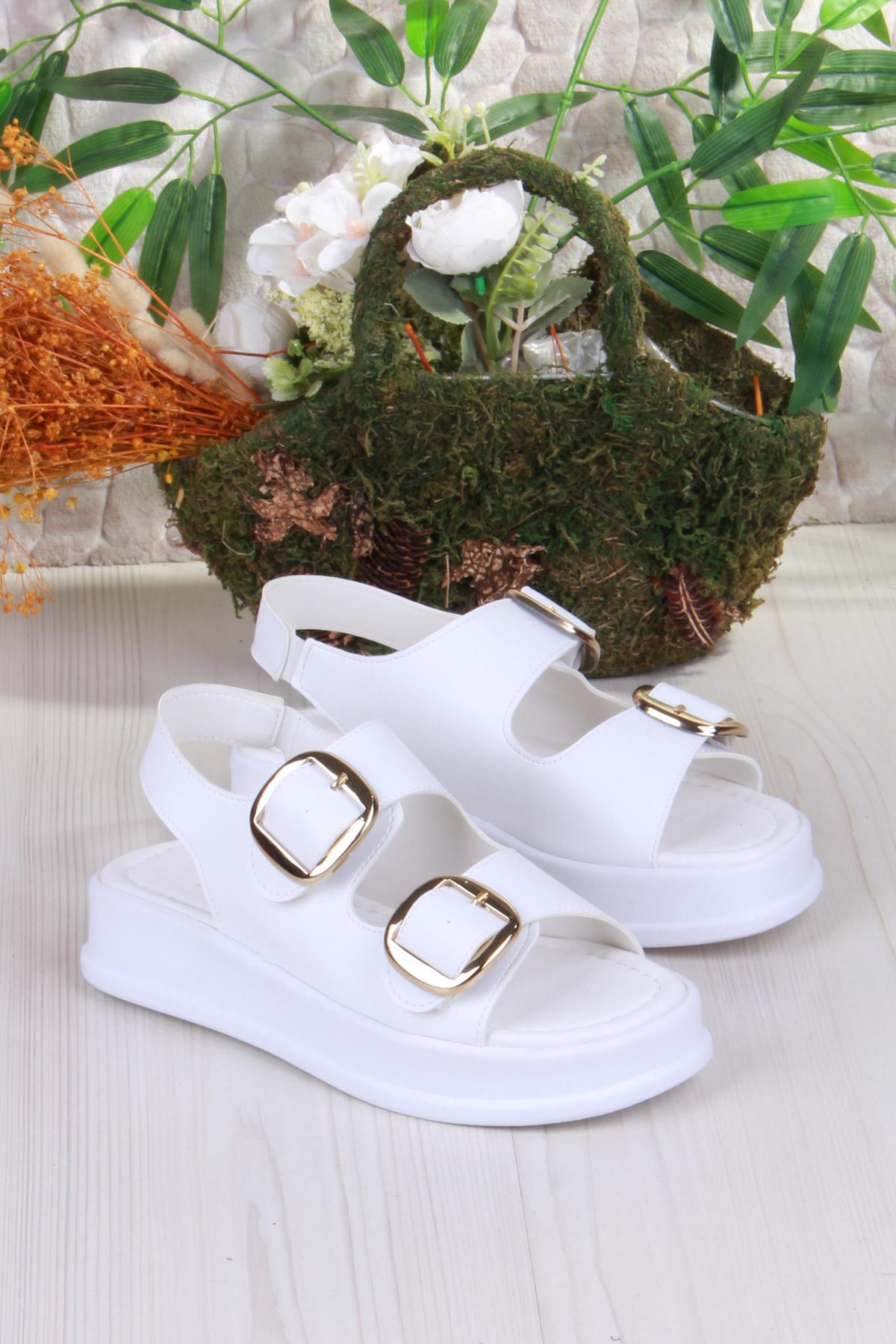 3509 Ceyn Anatomik Rahat İki Tokalı Kadın Sandalet - Görsel 5