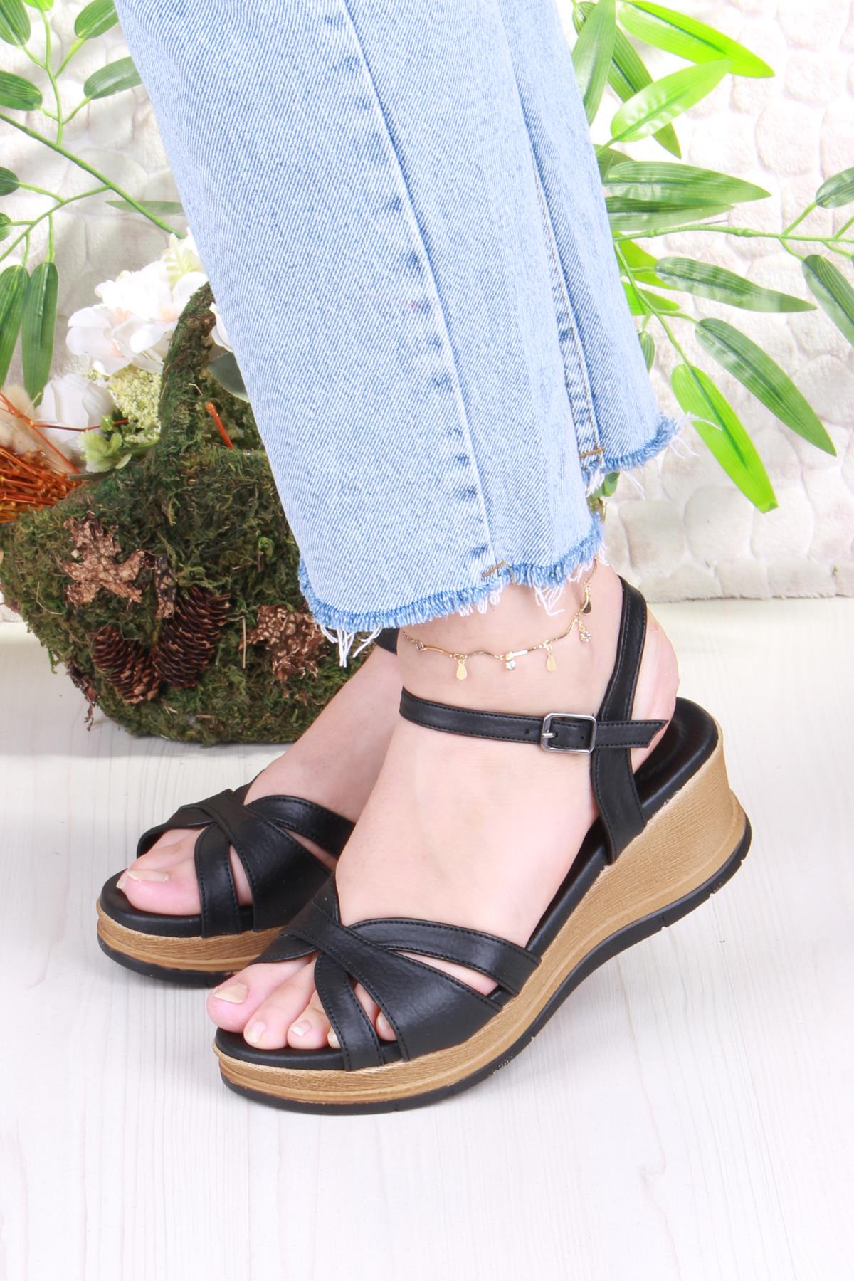 02 Ceyn Anatomik Rahat Hafif Dolgu Topuk Kadın Sandalet - Görsel 3