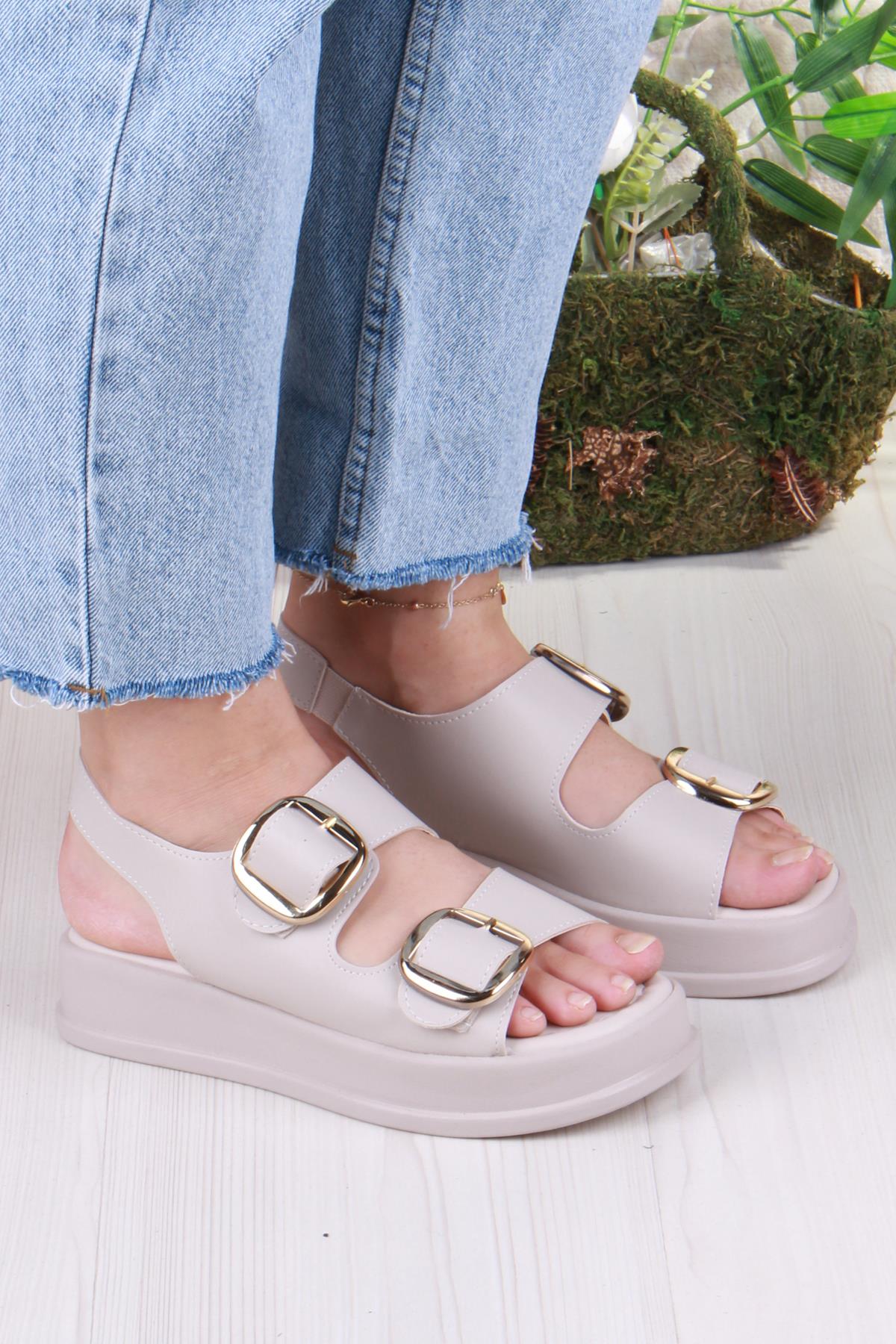 3509 Ceyn Anatomik Rahat İki Tokalı Kadın Sandalet - Görsel 4