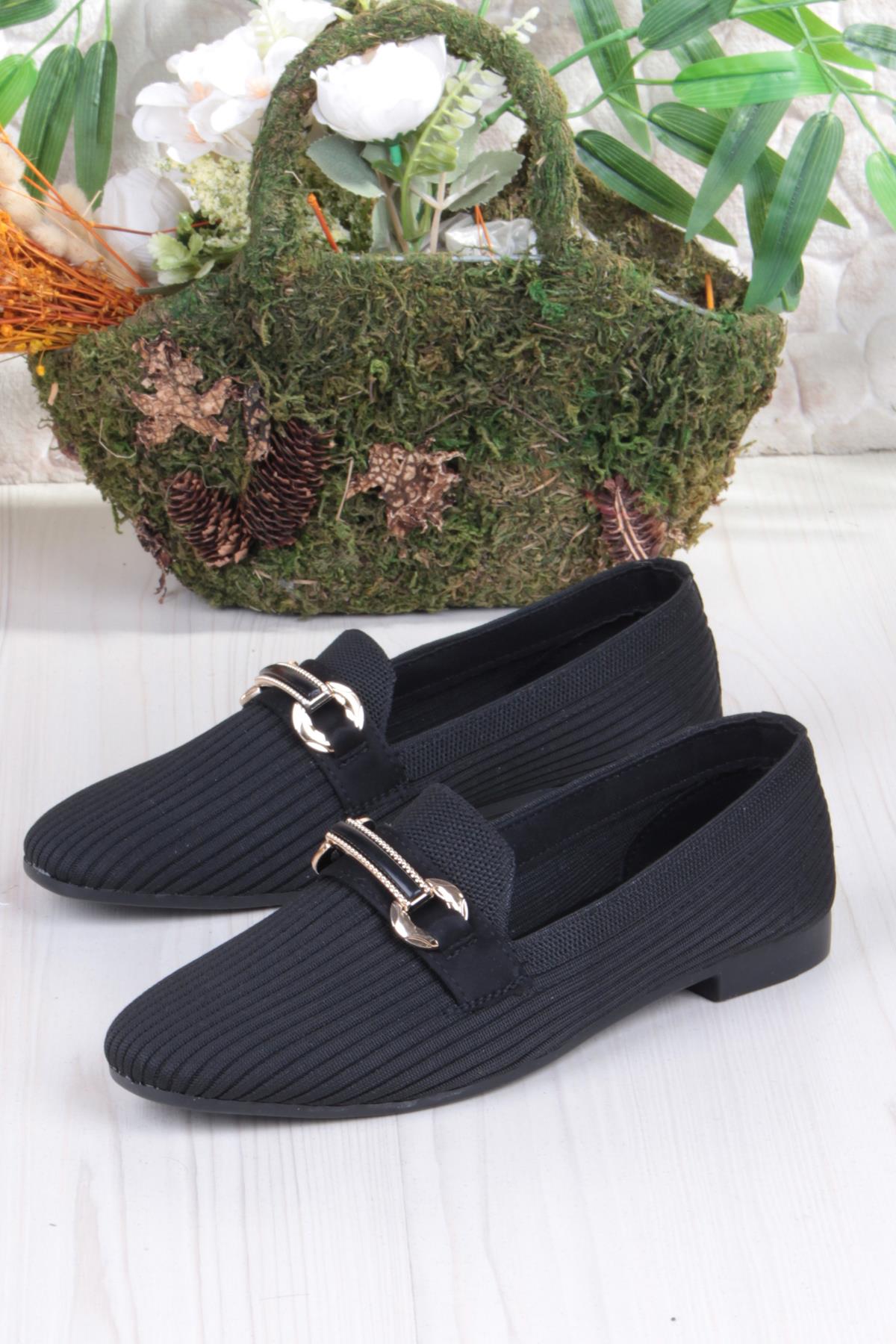 5058 Triko Toka Detaylı Şık Rahat Kadın Babet - Görsel 6