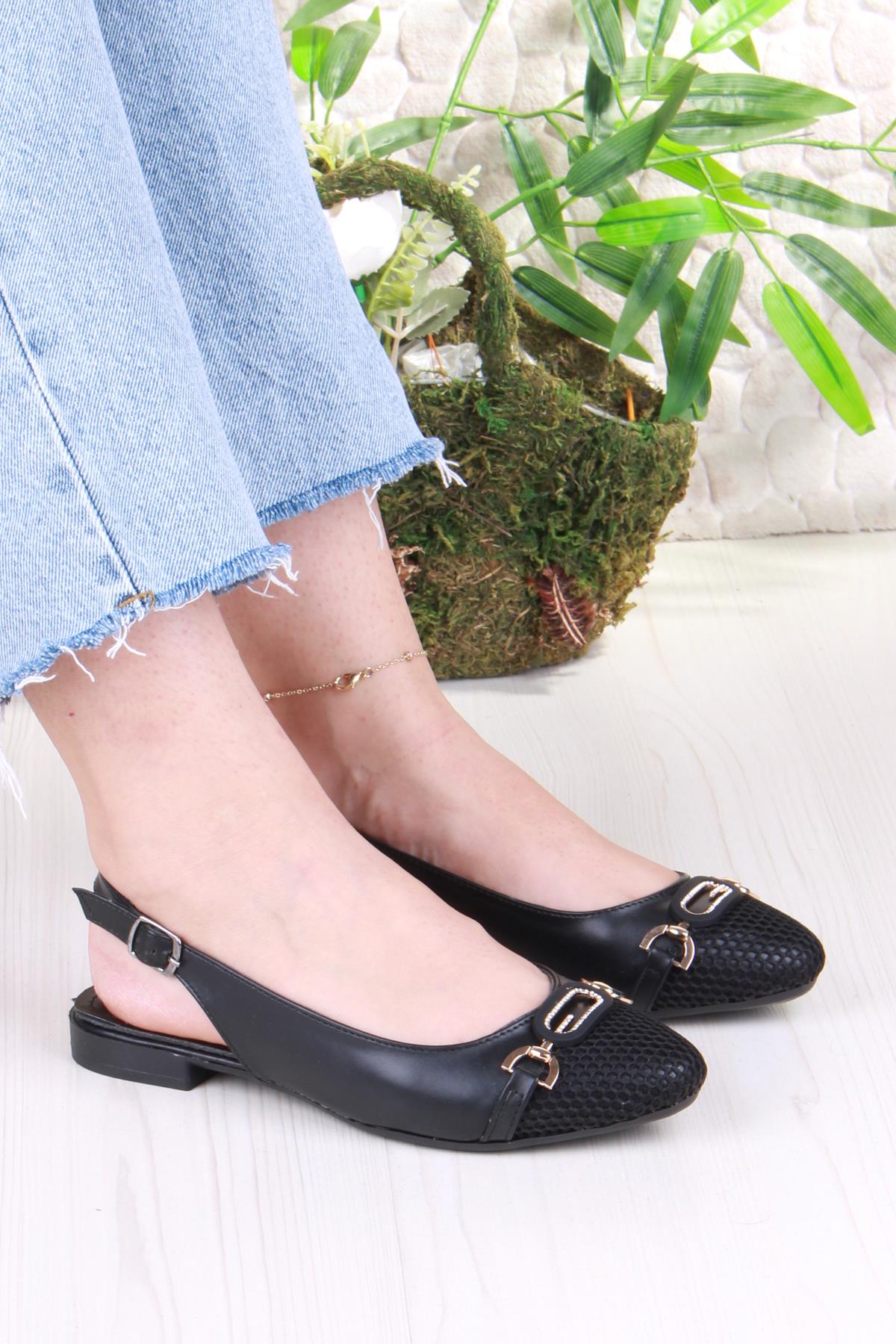 5057 Taş Toka Detaylı Şık Rahat Arkası Açık Kadın Babet - Görsel 2