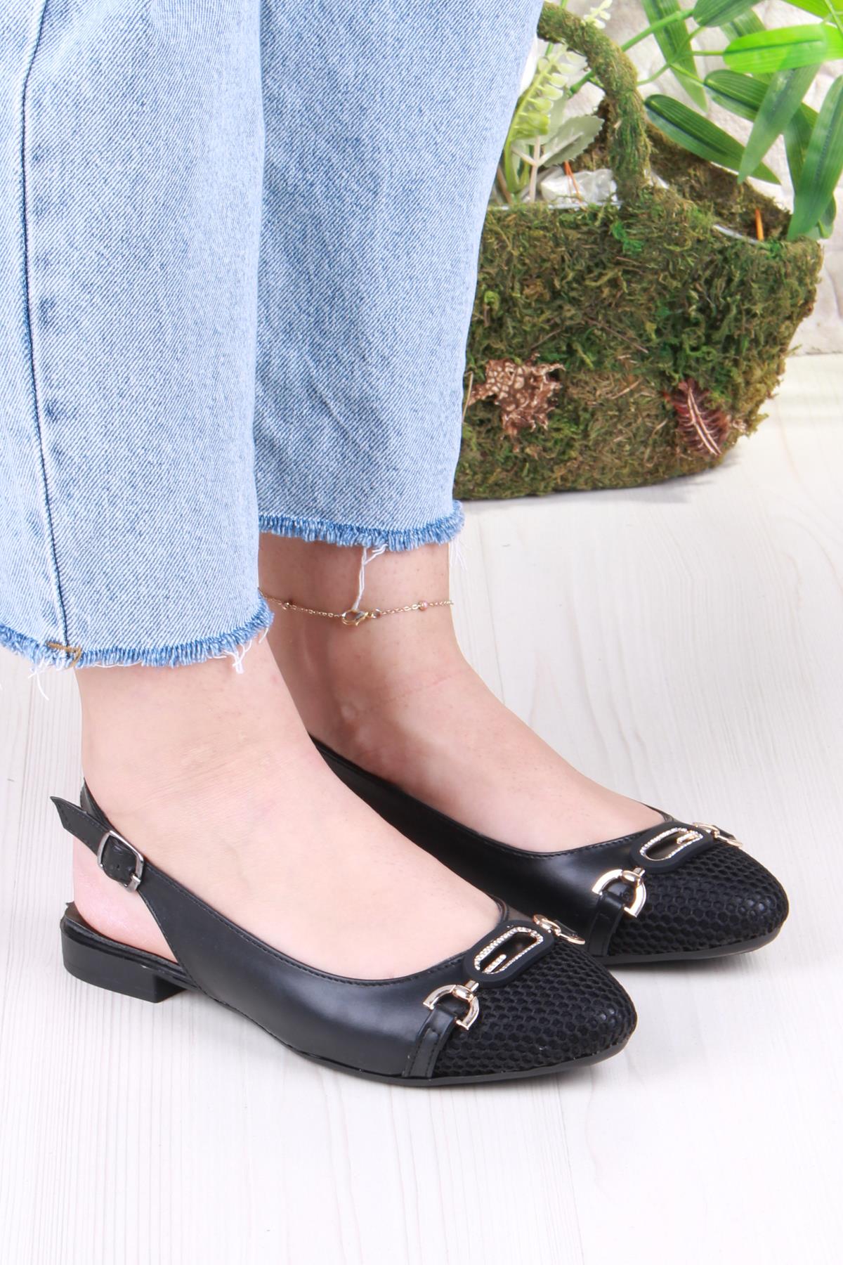 5057 Taş Toka Detaylı Şık Rahat Arkası Açık Kadın Babet - Görsel 4