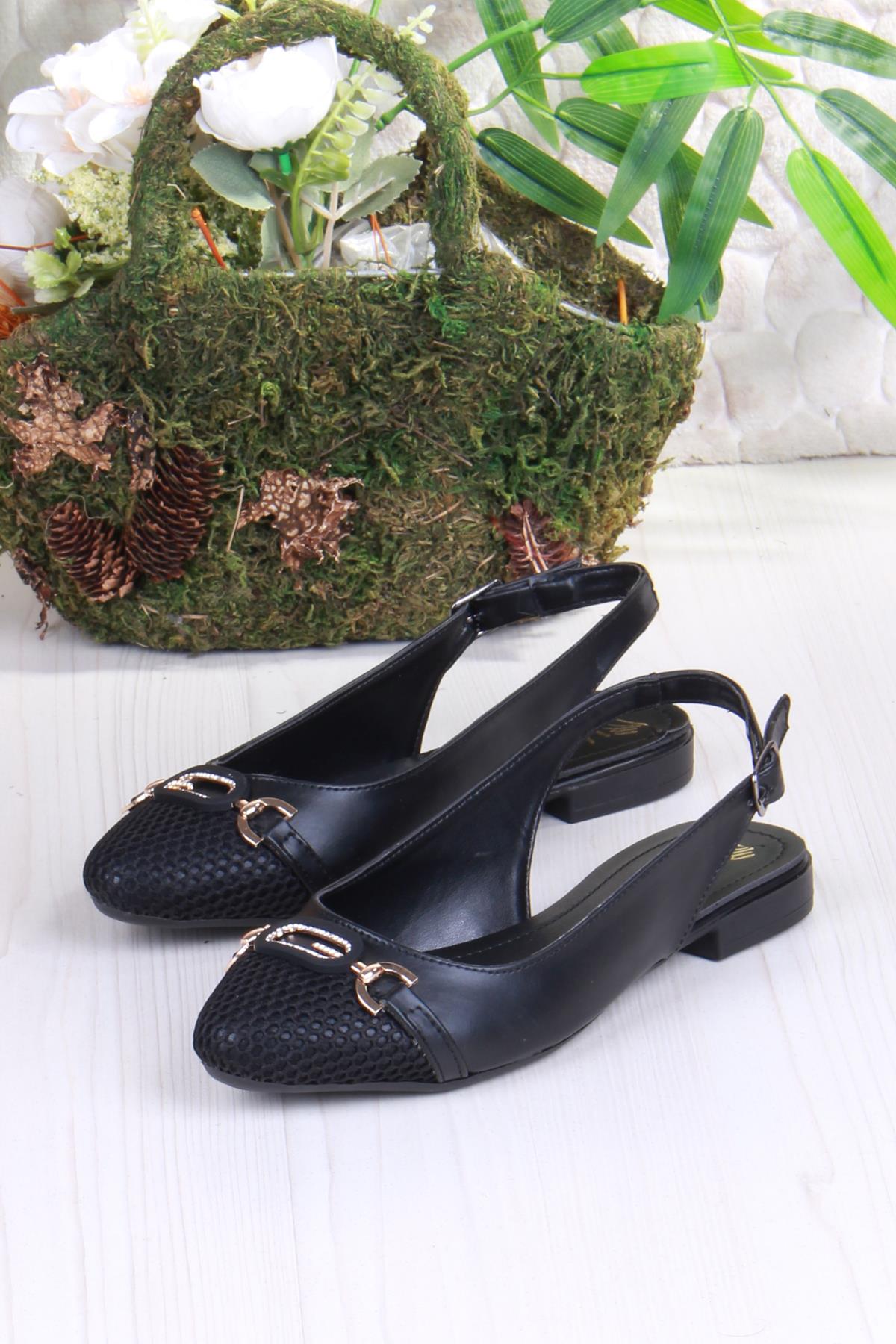 5057 Taş Toka Detaylı Şık Rahat Arkası Açık Kadın Babet - Görsel 6