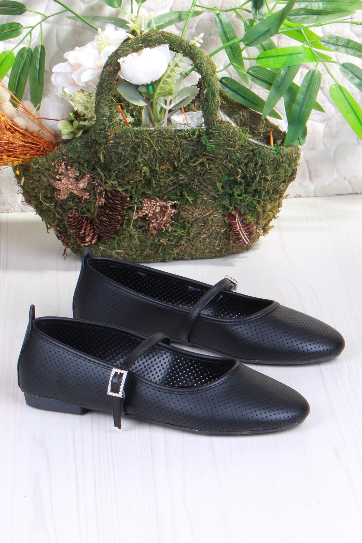 01-512 Soft Toka Detaylı Şık Ev İş Ofis Rahat Günlük Ayakkabı Kadın Babet - Görsel 5