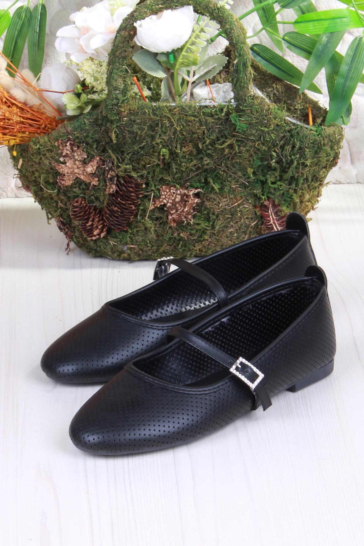 01-512 Soft Toka Detaylı Şık Ev İş Ofis Rahat Günlük Ayakkabı Kadın Babet - Görsel 6