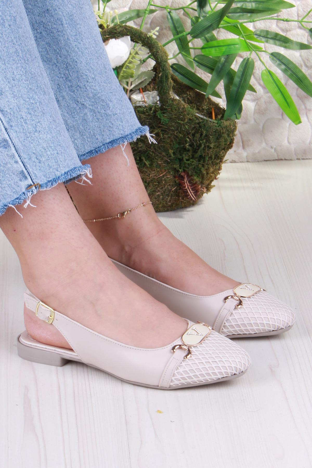 5056 Taş Toka Detaylı Şık Rahat Arkası Açık Kadın Babet - Görsel 2