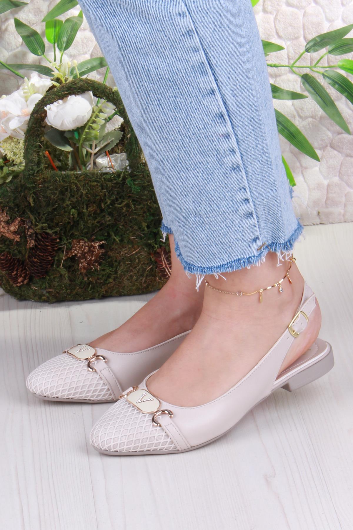 5056 Taş Toka Detaylı Şık Rahat Arkası Açık Kadın Babet - Görsel 3