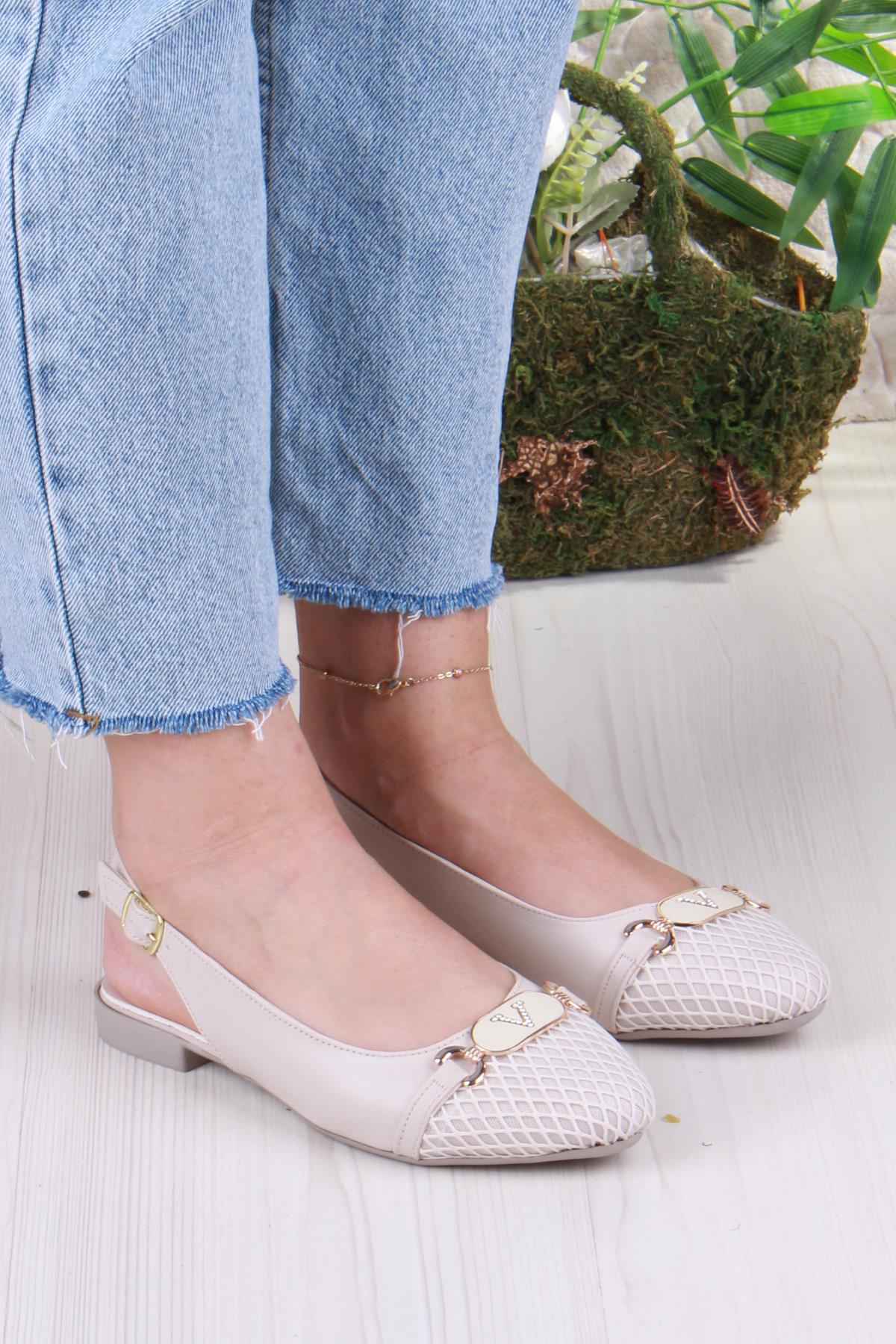 5056 Taş Toka Detaylı Şık Rahat Arkası Açık Kadın Babet - Görsel 4