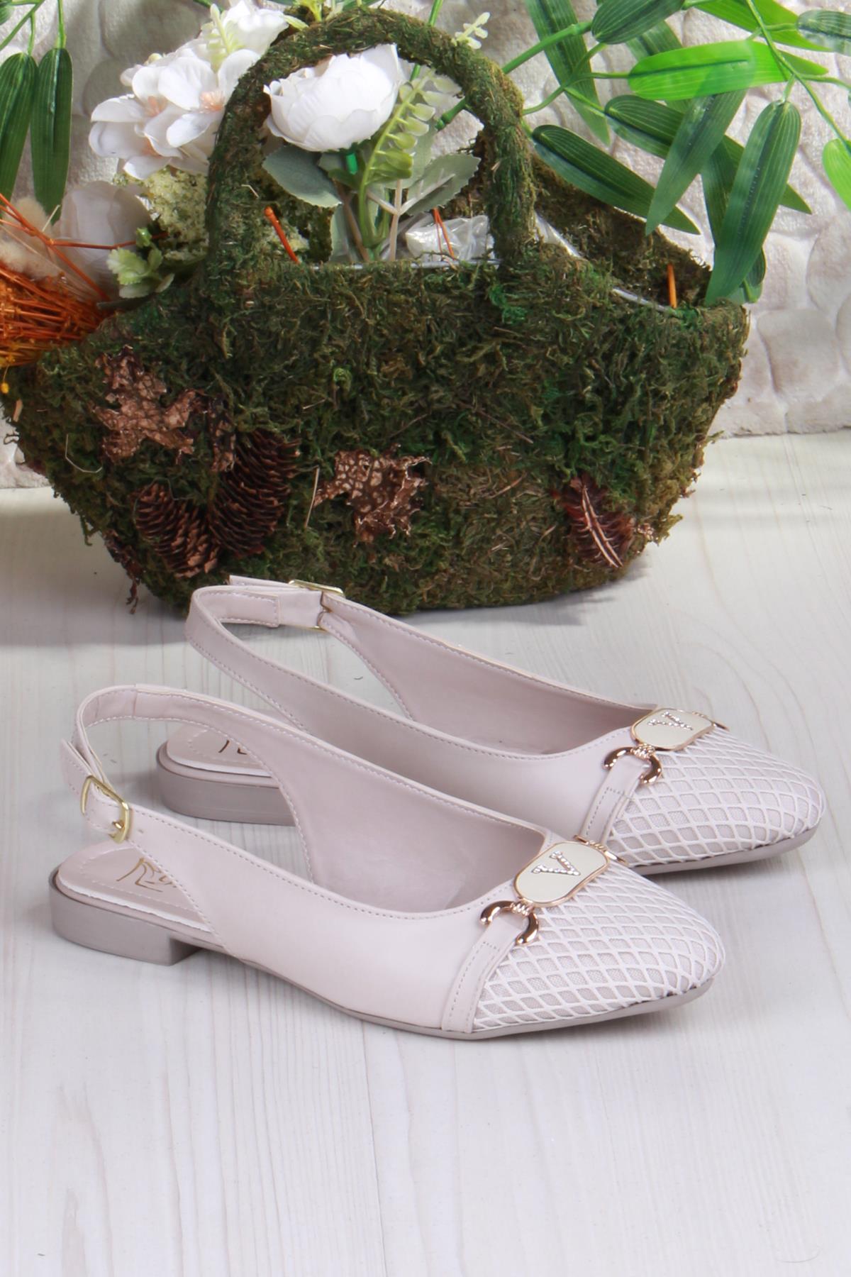 5056 Taş Toka Detaylı Şık Rahat Arkası Açık Kadın Babet - Görsel 5