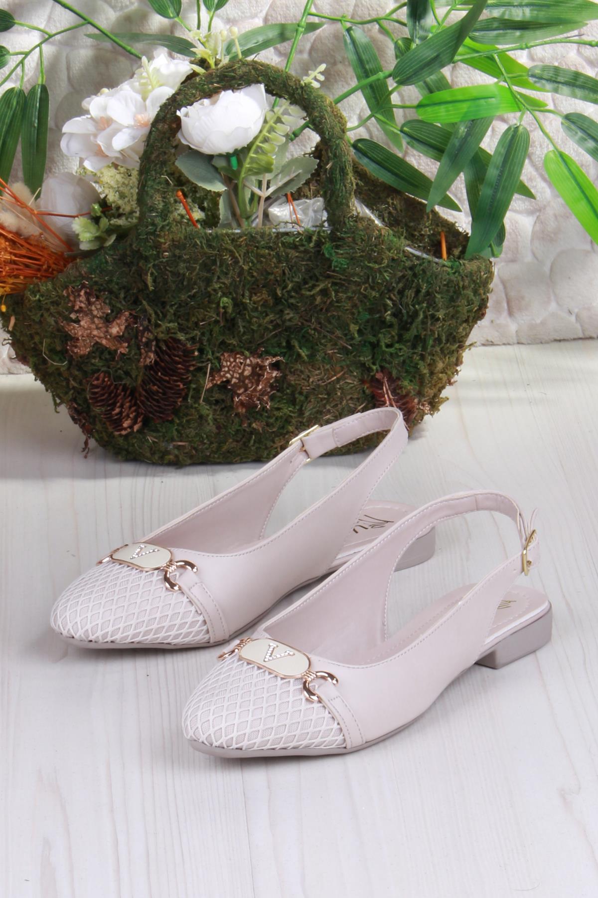 5056 Taş Toka Detaylı Şık Rahat Arkası Açık Kadın Babet - Görsel 6