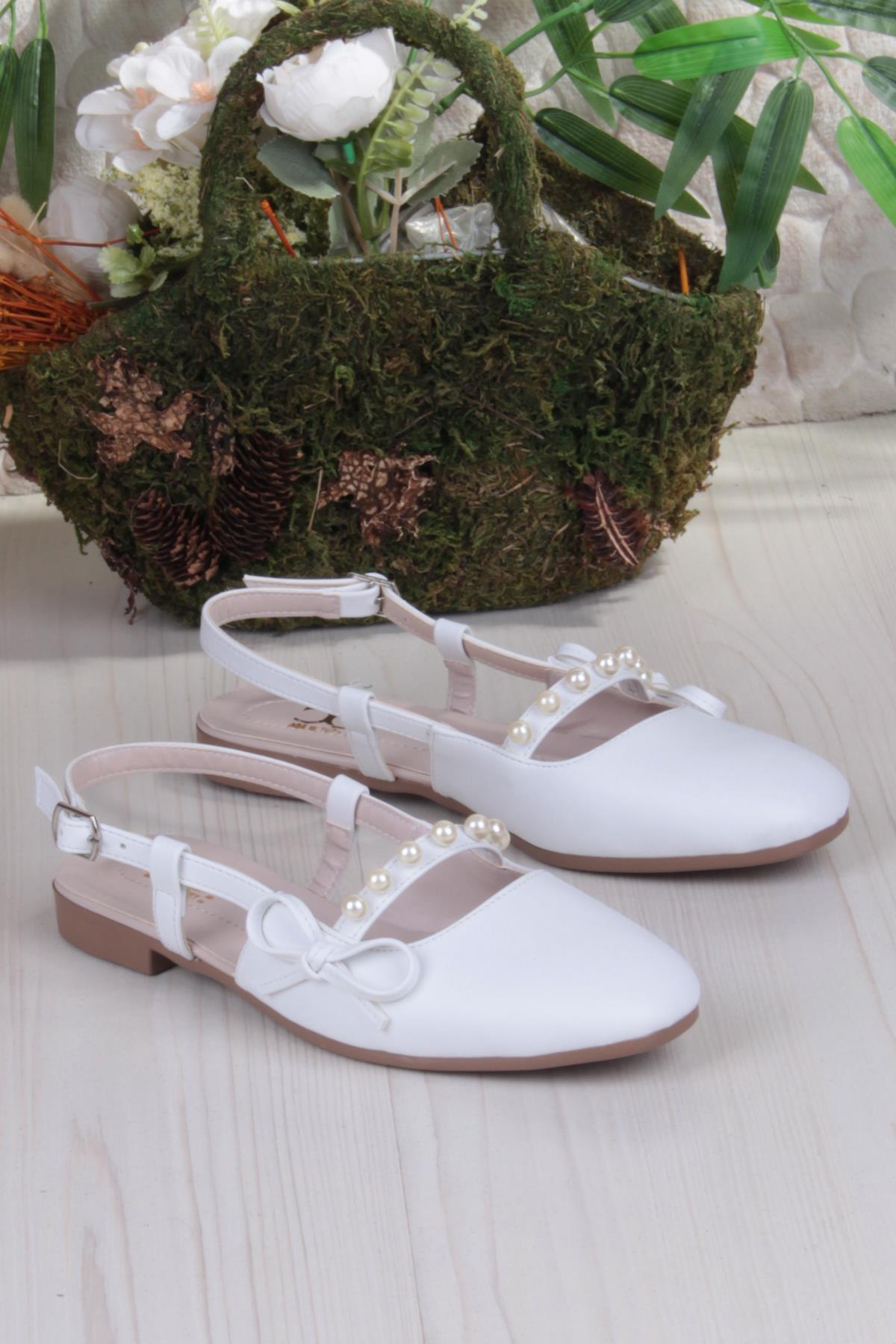 251 Ceyn İnci Toka Detaylı Şık Ev İş Ofis Rahat Günlük Ayakkabı Kadın Babet - Görsel 5