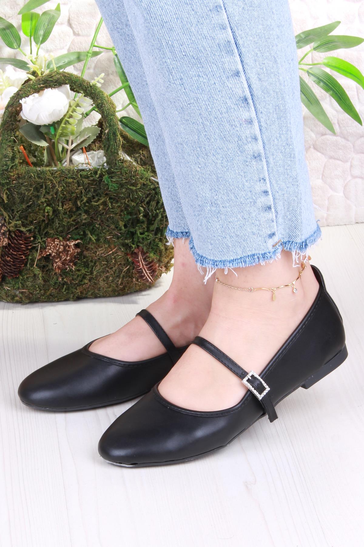 01-635 Soft Toka Detaylı Şık Ev İş Ofis Rahat Günlük Ayakkabı Kadın Babet - Görsel 3