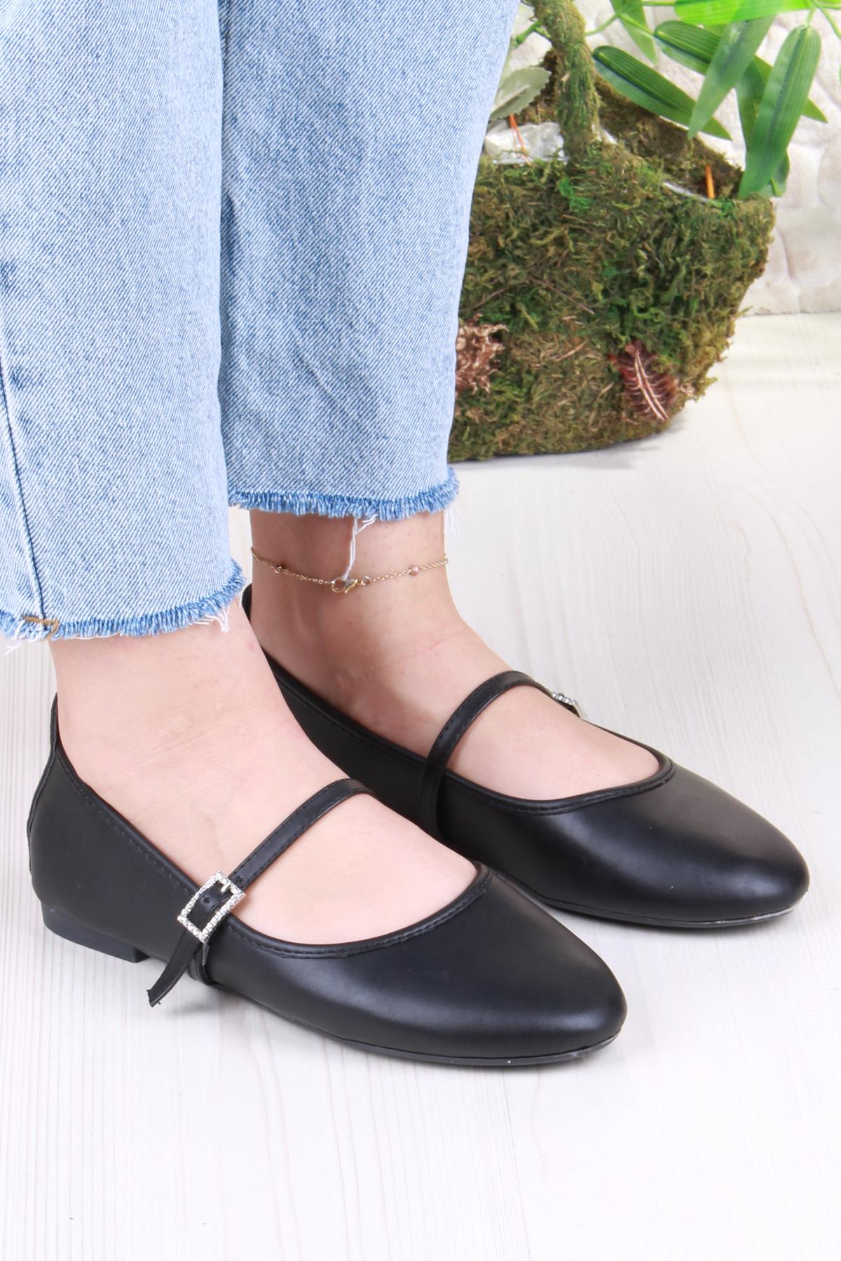 01-635 Soft Toka Detaylı Şık Ev İş Ofis Rahat Günlük Ayakkabı Kadın Babet - Görsel 4