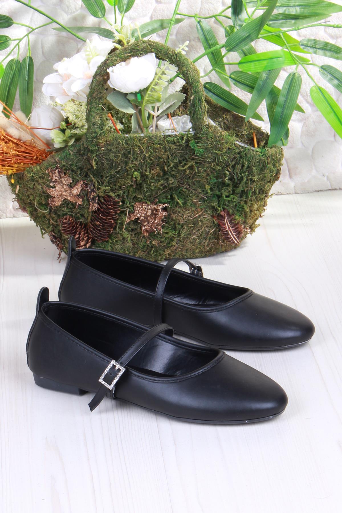 01-635 Soft Toka Detaylı Şık Ev İş Ofis Rahat Günlük Ayakkabı Kadın Babet - Görsel 5