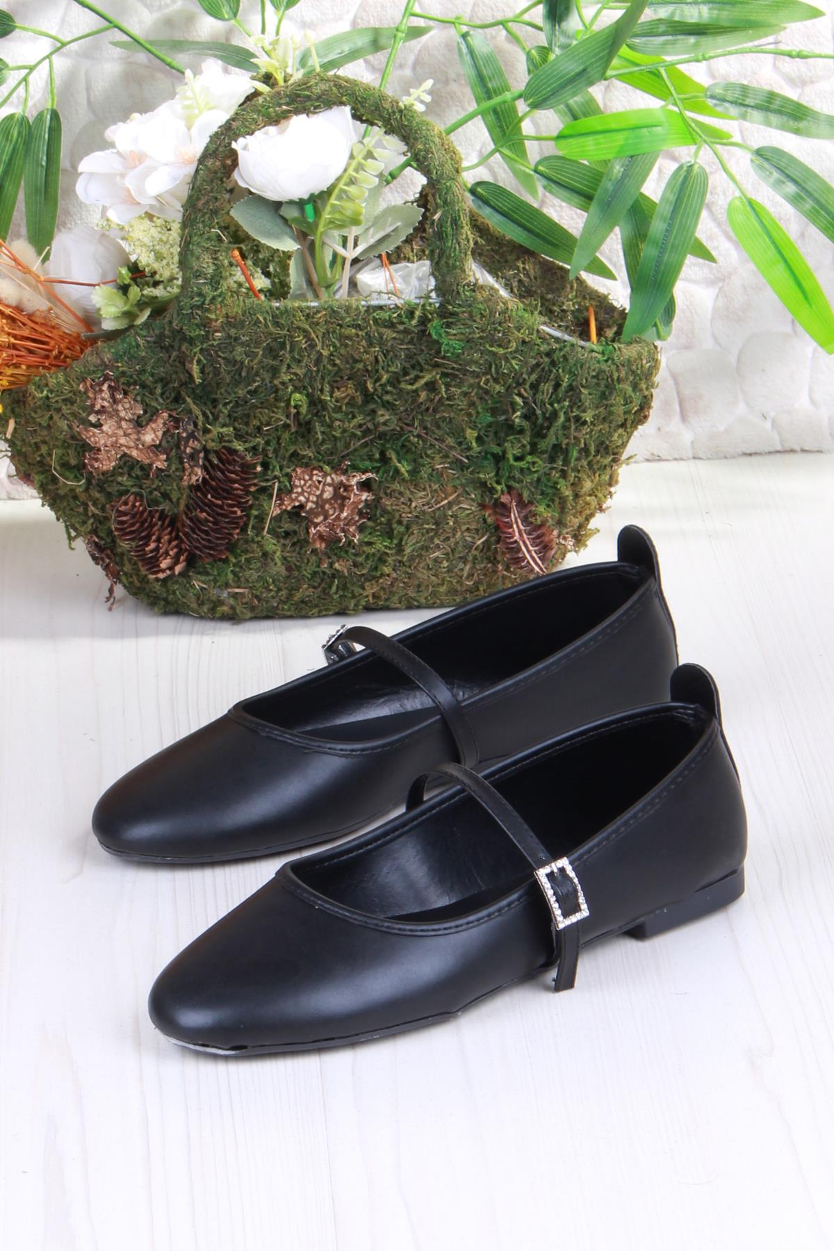 01-635 Soft Toka Detaylı Şık Ev İş Ofis Rahat Günlük Ayakkabı Kadın Babet - Görsel 6