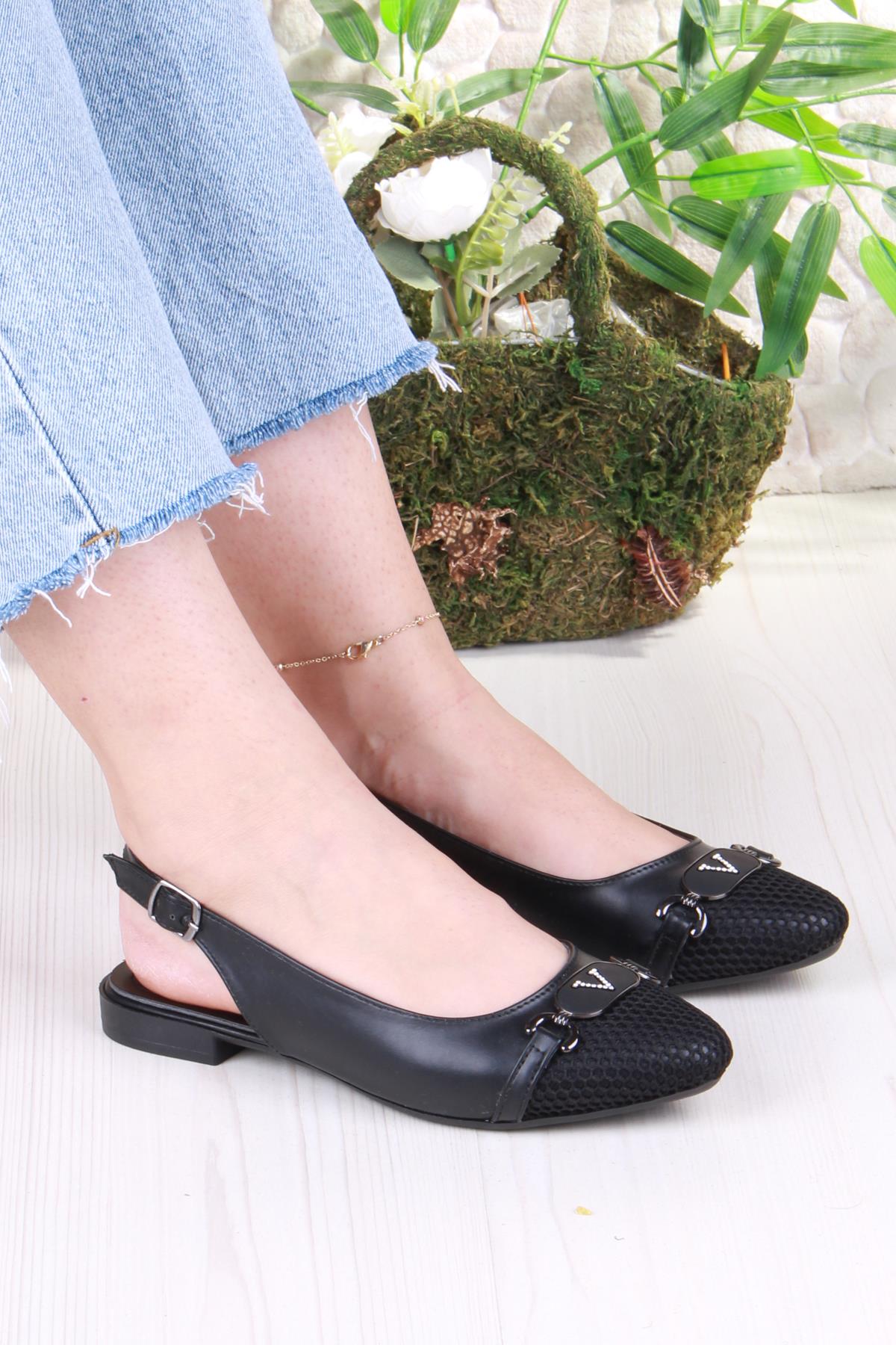 5056 Taş Toka Detaylı Şık Rahat Arkası Açık Kadın Babet - Görsel 2