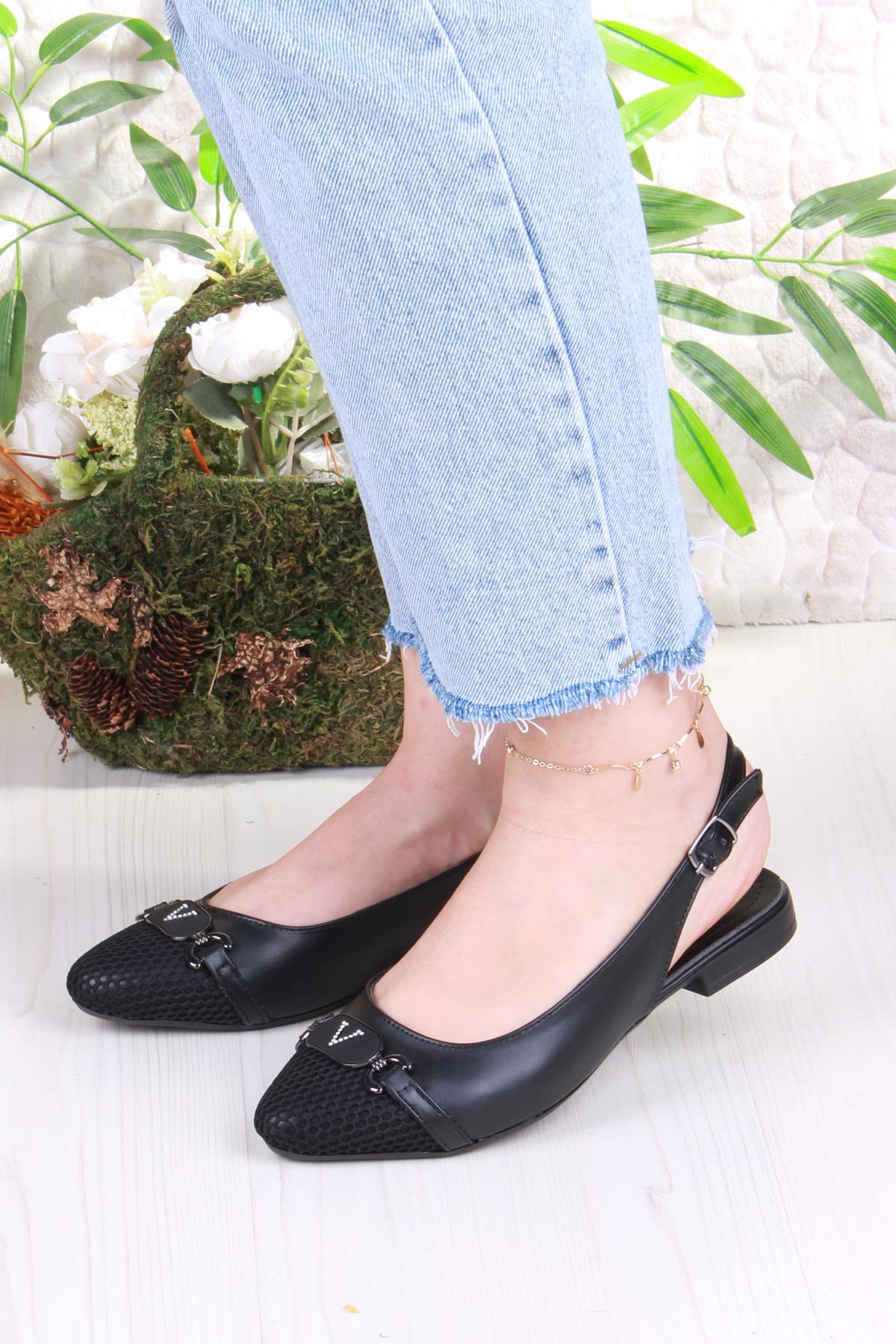 5056 Taş Toka Detaylı Şık Rahat Arkası Açık Kadın Babet - Görsel 3