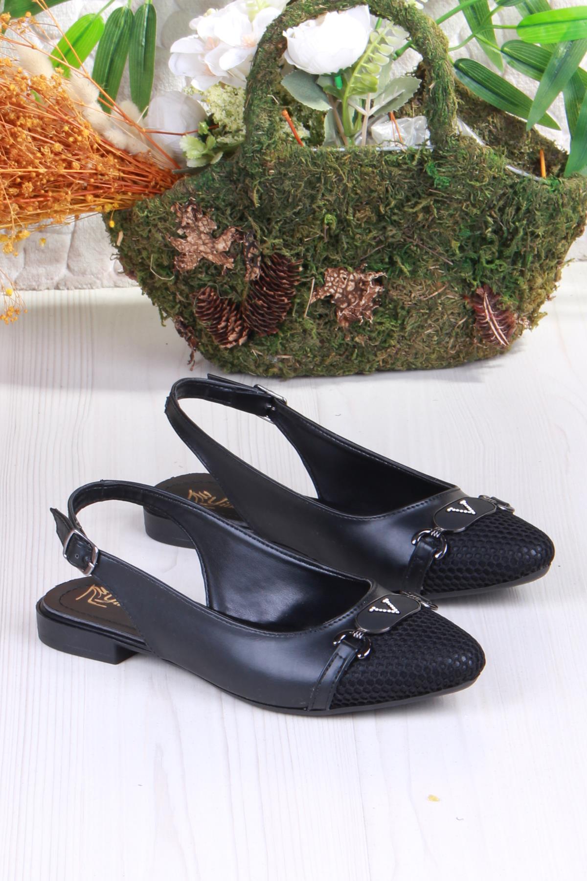 5056 Taş Toka Detaylı Şık Rahat Arkası Açık Kadın Babet - Görsel 5