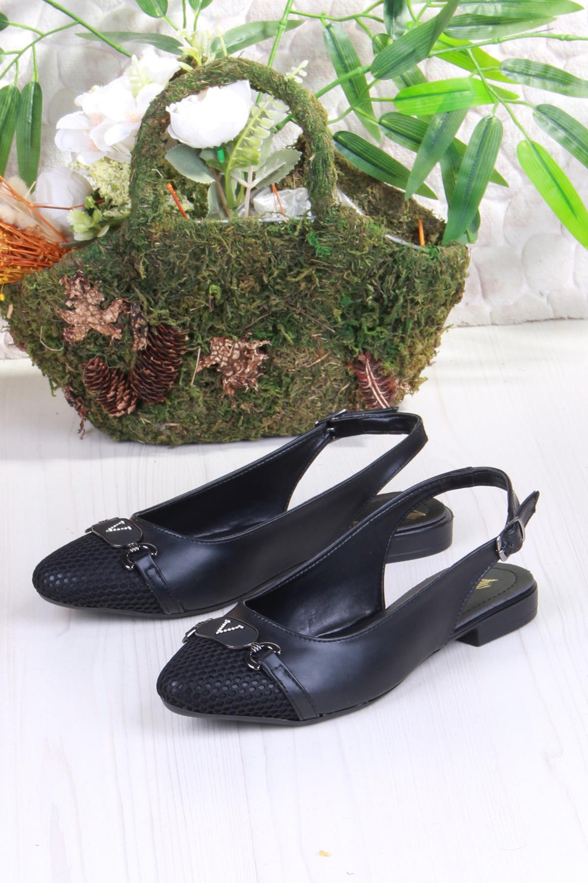 5056 Taş Toka Detaylı Şık Rahat Arkası Açık Kadın Babet - Görsel 6