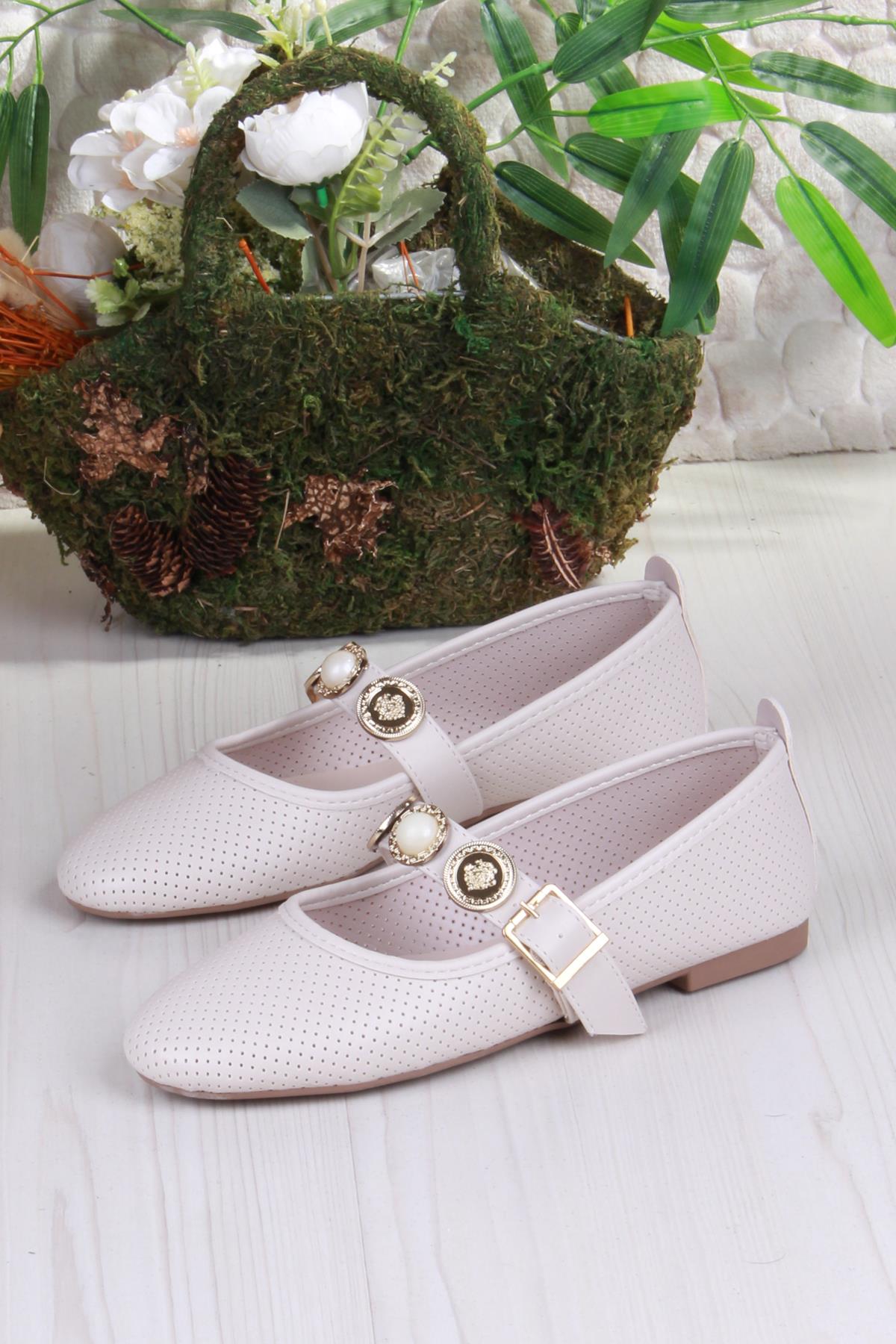 01-513 Soft Toka Detaylı Şık Ev İş Ofis Rahat Günlük Ayakkabı Kadın Babet - Görsel 6