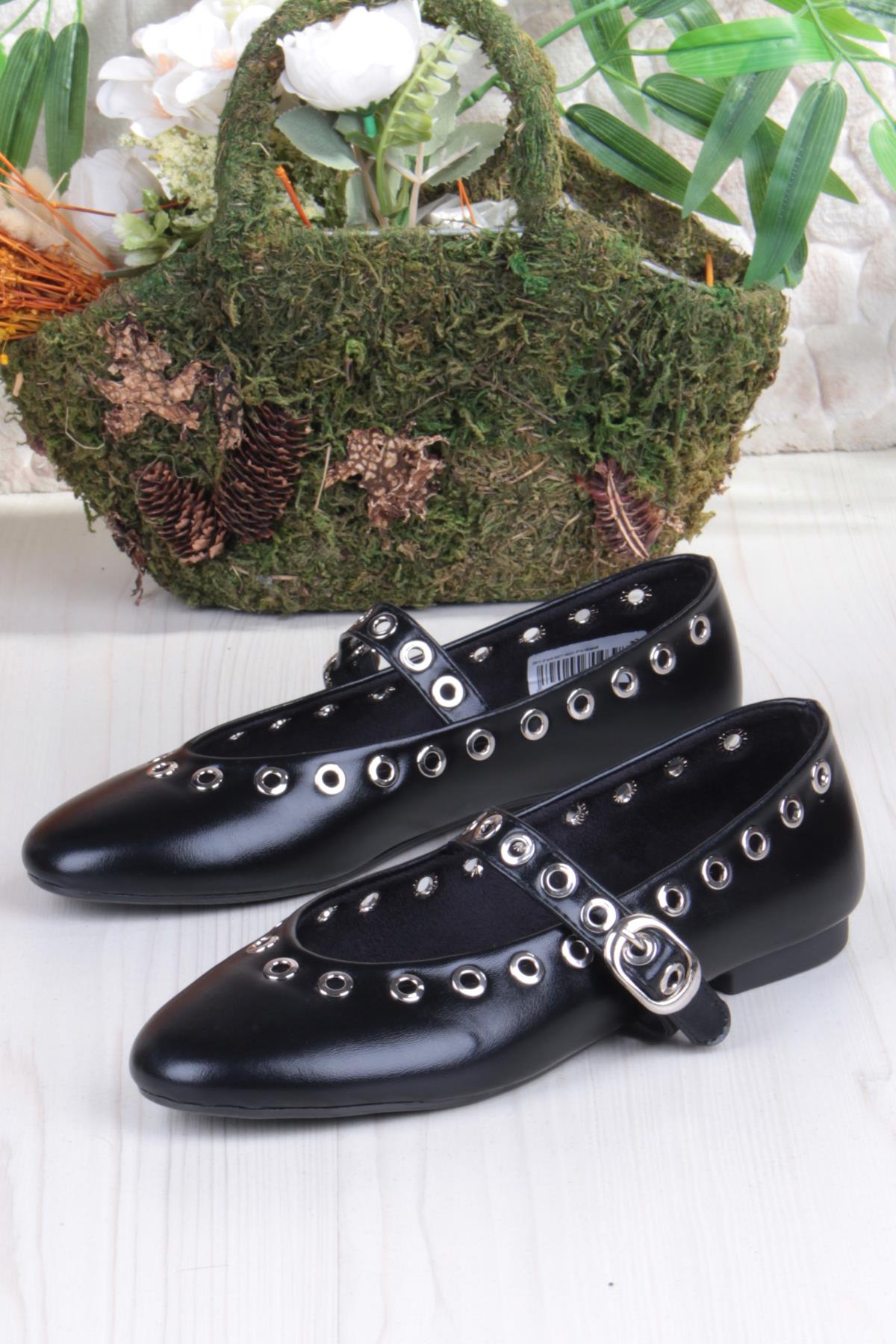 027-822 Fls Pul Detaylı Bant Toka Detaylı Kadın Babet - Görsel 6