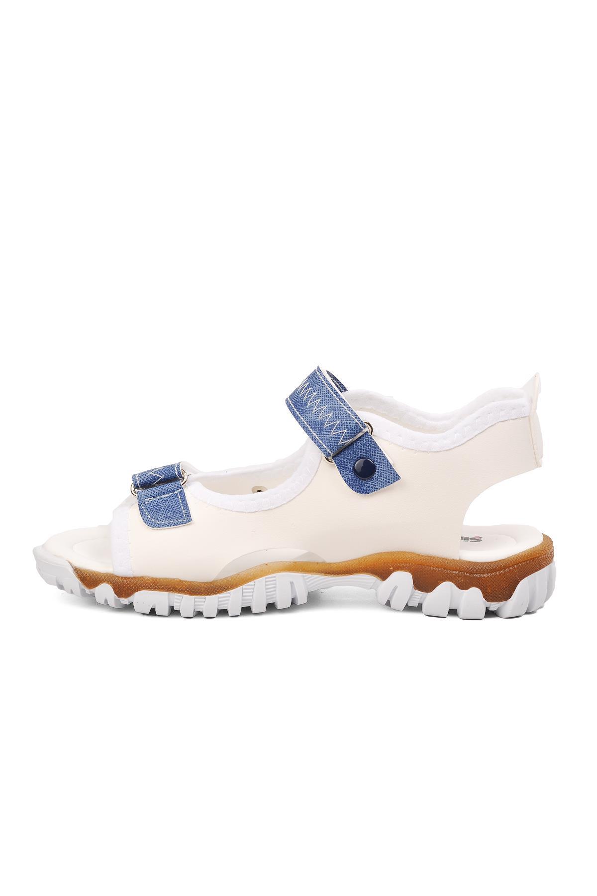 22Y05-F Beyaz-Kot Mavi Erkek Çocuk Sandalet - Görsel 4