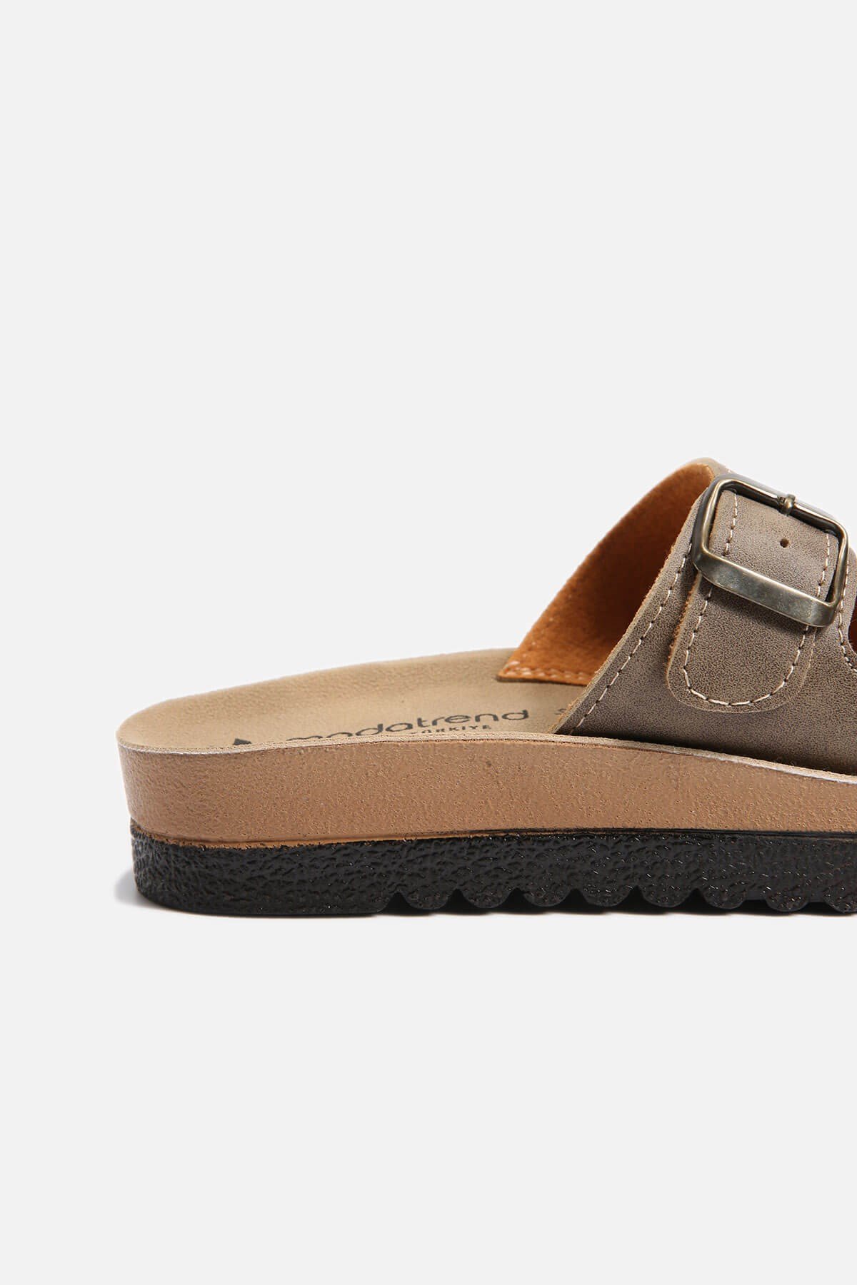 Kadın 2 Toka Kemerli Terlik VİZON MAT - Görsel 4