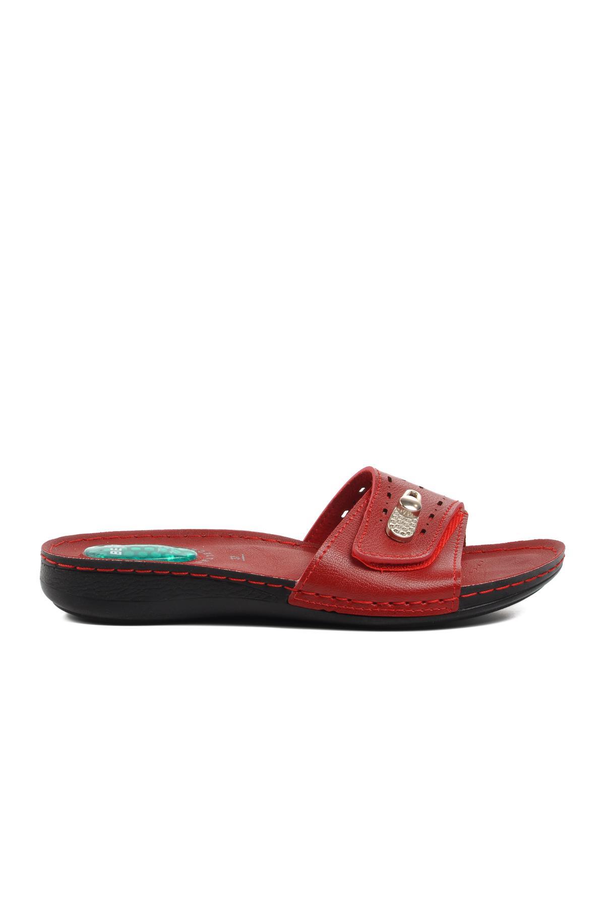 6808 Kırmızı Topuk Jel Destekli Kadın Terlik - Görsel 3