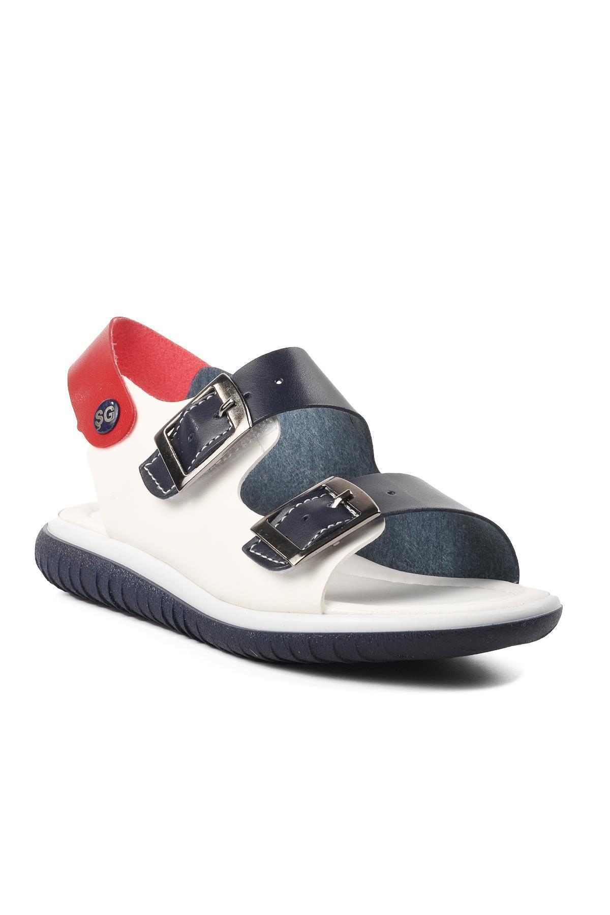 Şng 1530-F Lacivert-Beyaz-Kırmızı Erkek Çocuk Sandalet - Görsel 2